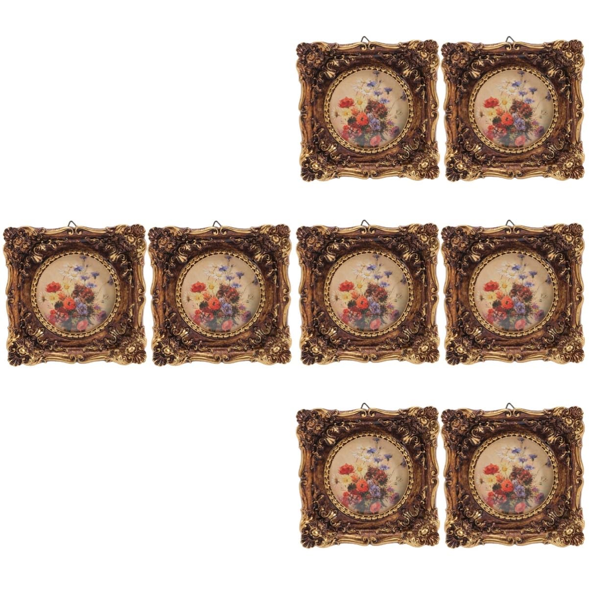 Cadres photo vintage en résine Mikikit | 8 pièces rétro pour table