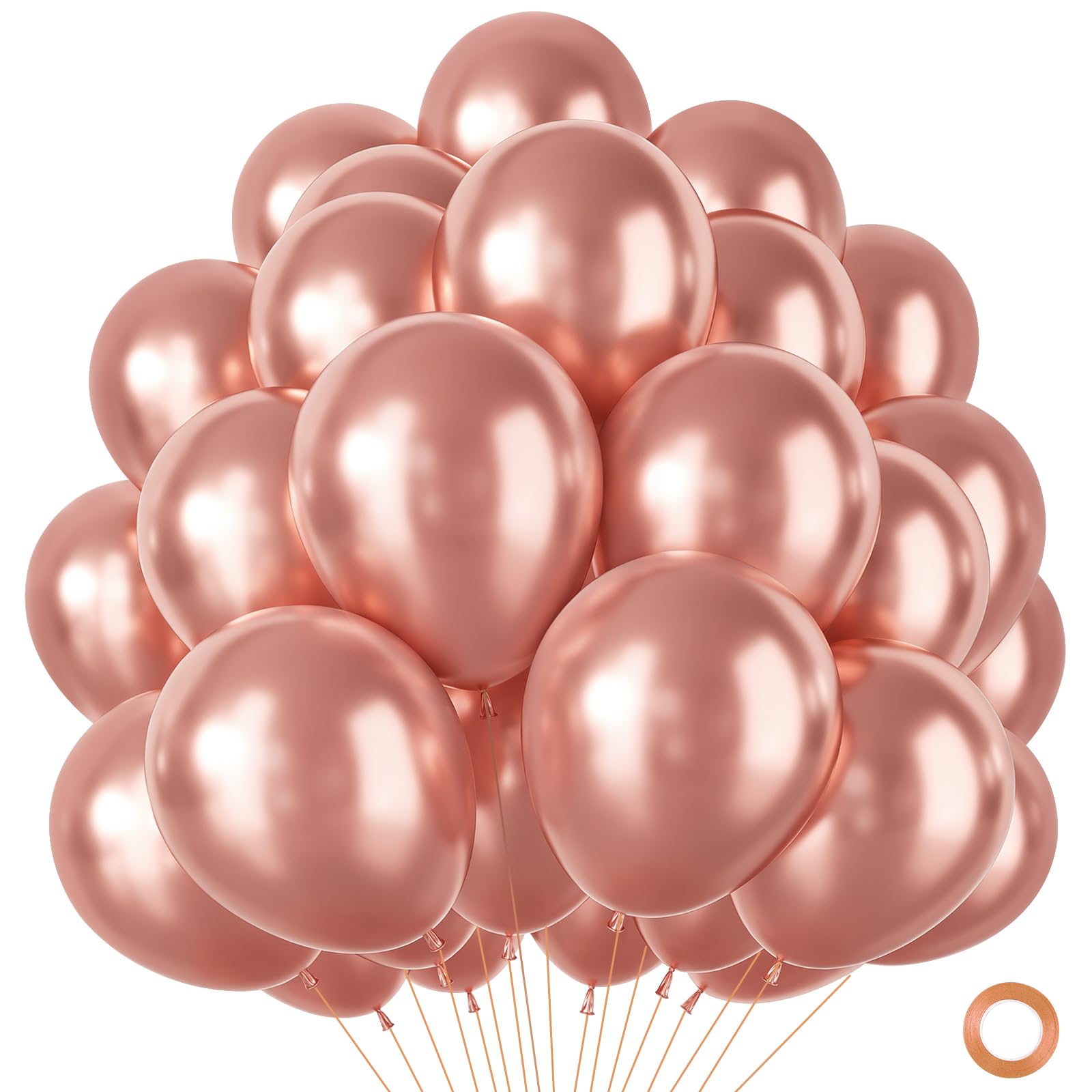 Rose Gold Balloons 100 Pack, Rose Gold Birthday Balloons,Laxte Helium Balloon for Girls Women Birthday Party Decorations,Bridal Shower,Engagement Anniversary Graduation Baby Shower Wedding, 12 Inch
