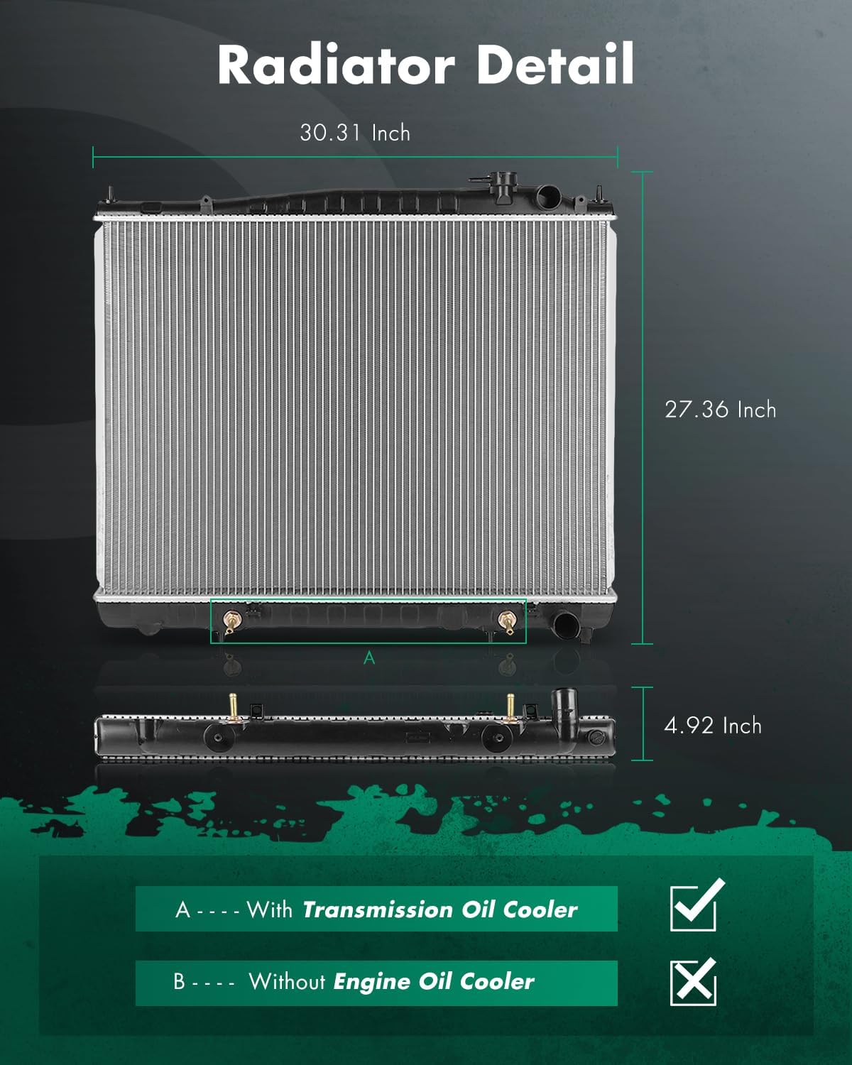 SCITOO Radiator Compatible with 1996 1997 1998 1999 2000 Pathfinder Infiniti QX4 CU2075 CU2075, NI3010122,214600W510