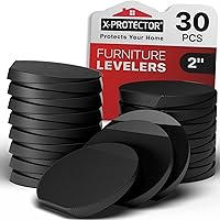 X-Protector 30-Pack 2" Black Rubber Furniture Levelers - Anti-Wobble Shims for Tables, Chairs, Fridges on Any Floor