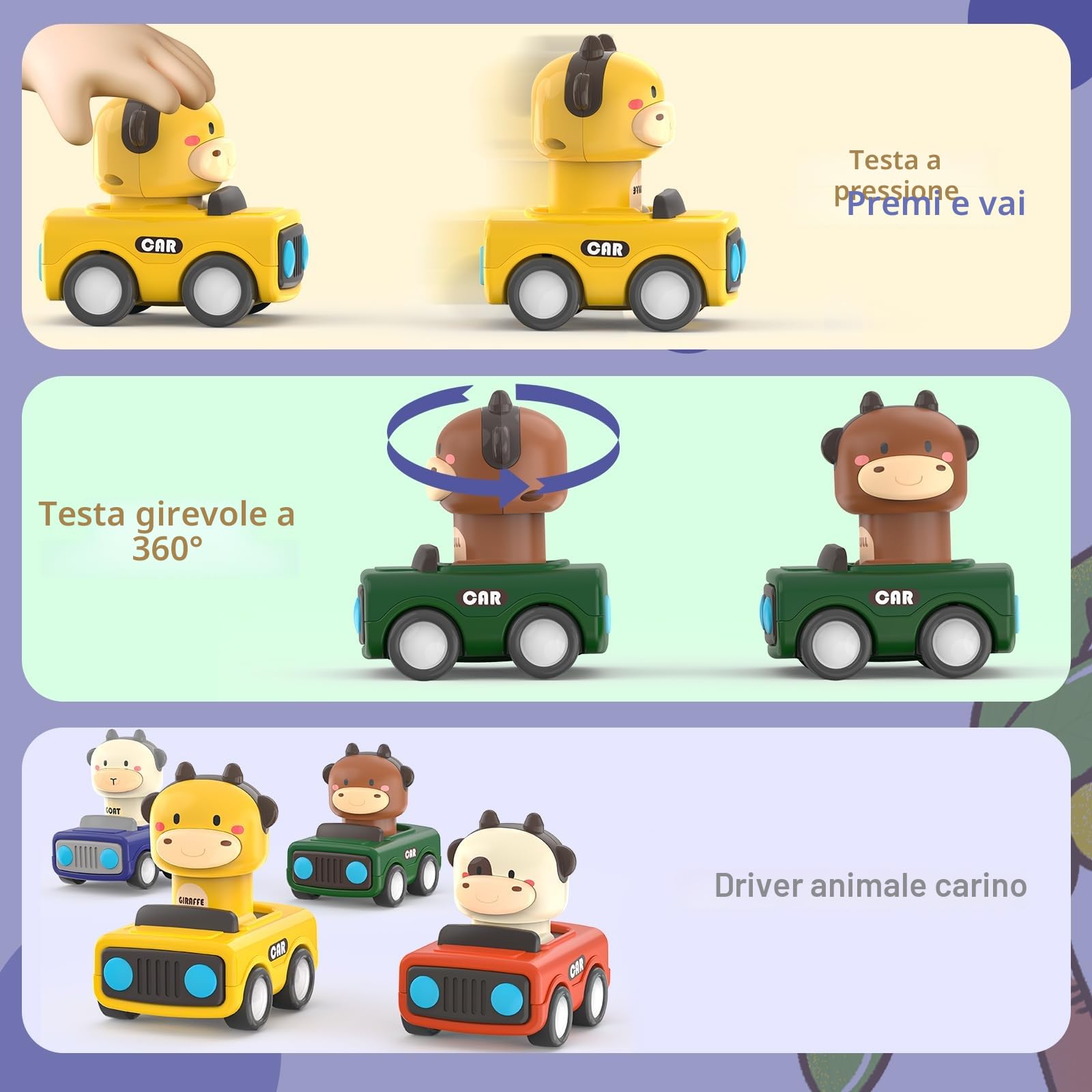 MOONTOY Giochi Macchinine per Bambini 1 Anni,4pcs Set di Veicoli da Gioco per Bambini,Giochi Macchinine Press and Go per 9 10 12+ Mesi,Pasqua Regali Educativi Precoci 1 2 3 Anno