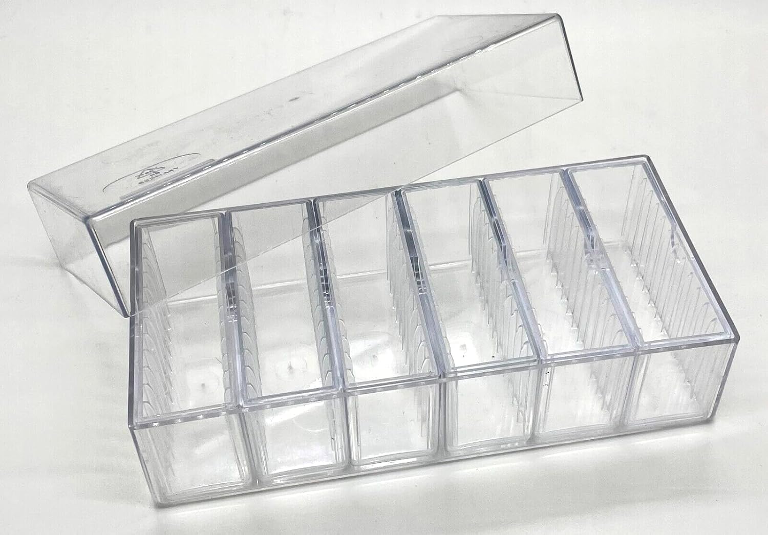 Clear Plastic Bur Box Holder Organizer with 6 Compartments Holds 72 Packs Made in German by JTS