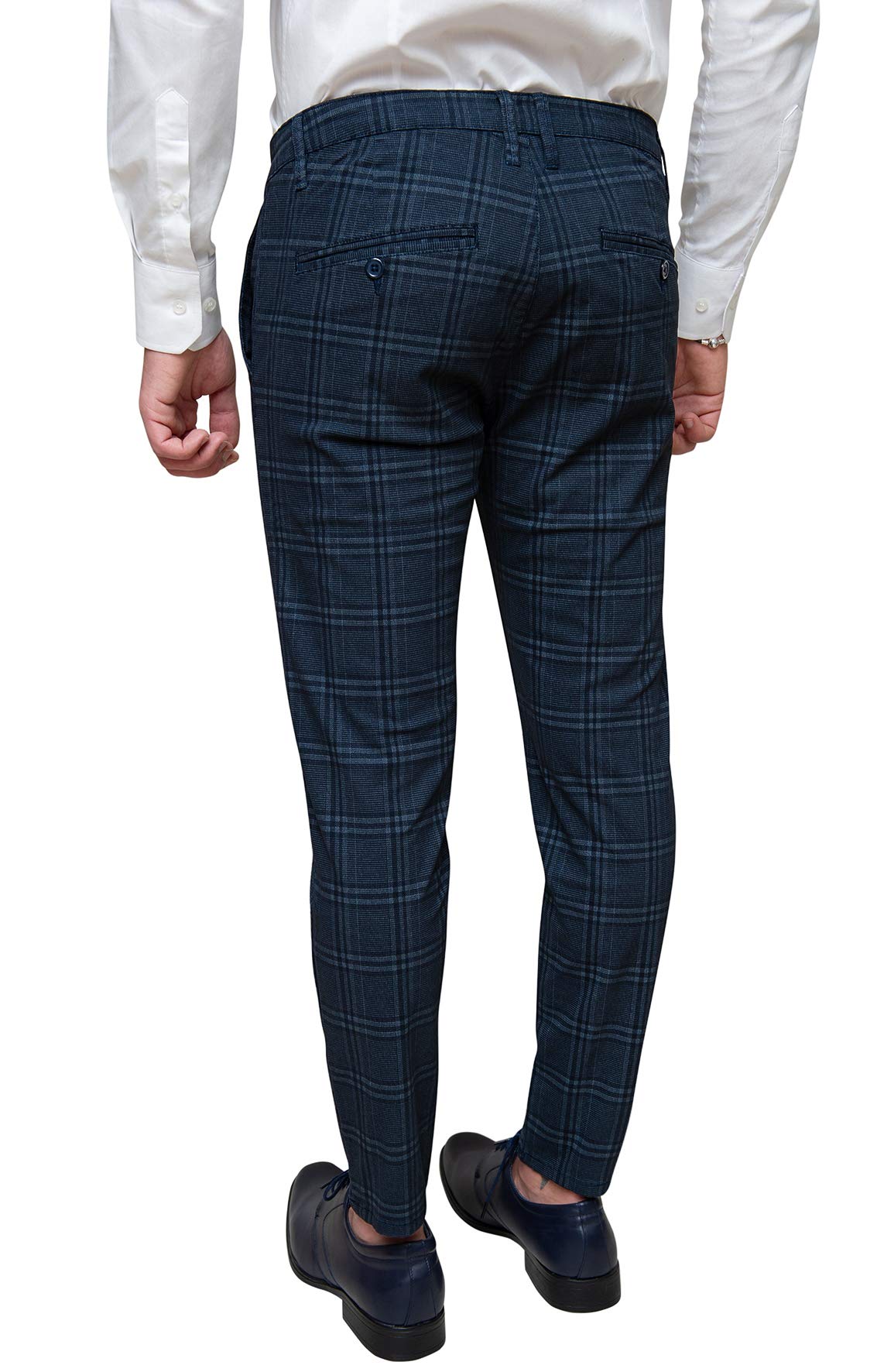 Pantaloni Uomo Capri Tessuto Quadri Eleganti Casual Principe di Galles