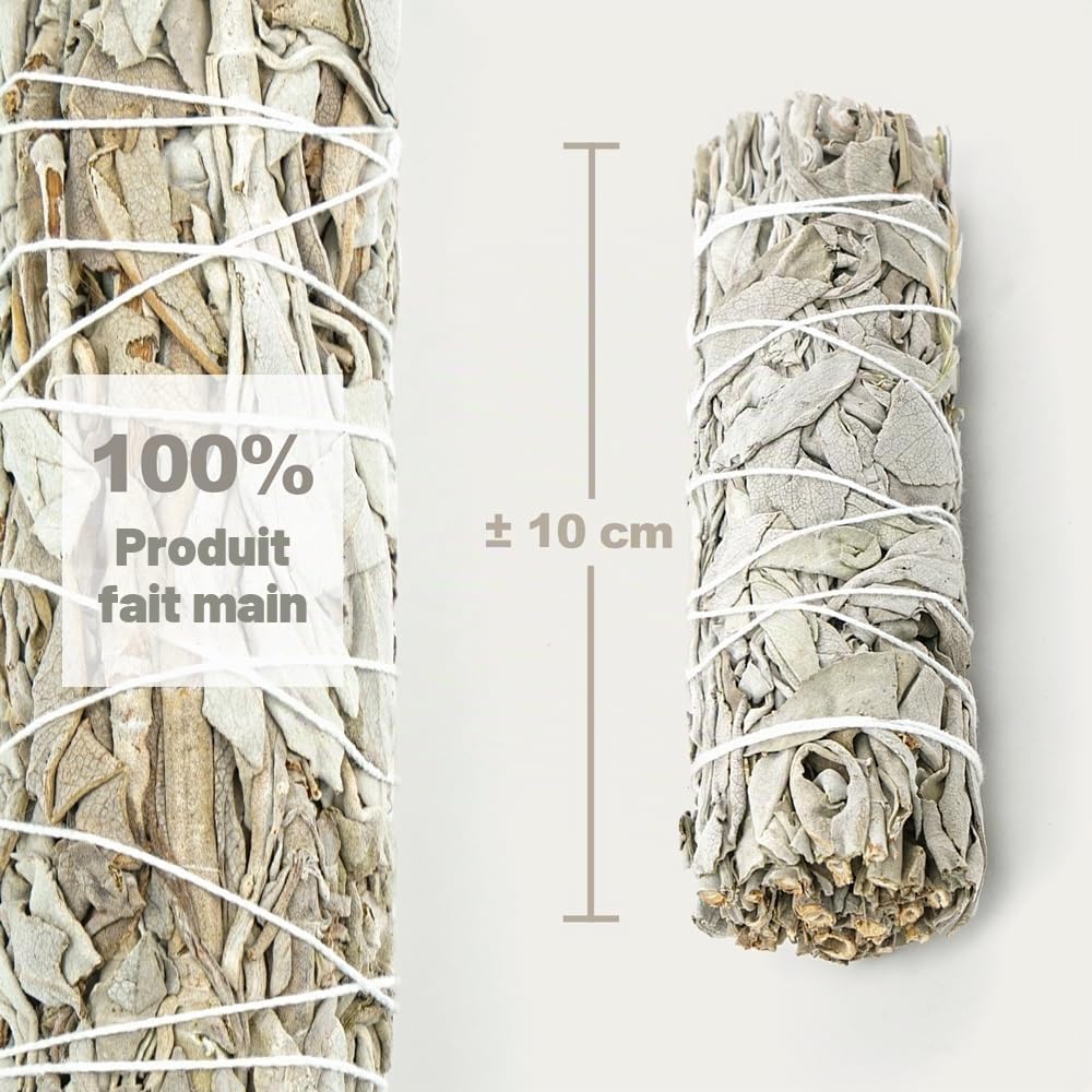 Sauge Blanche en bâton à brûler Naturelle, Purification des énergies négatives (8 bâtons)