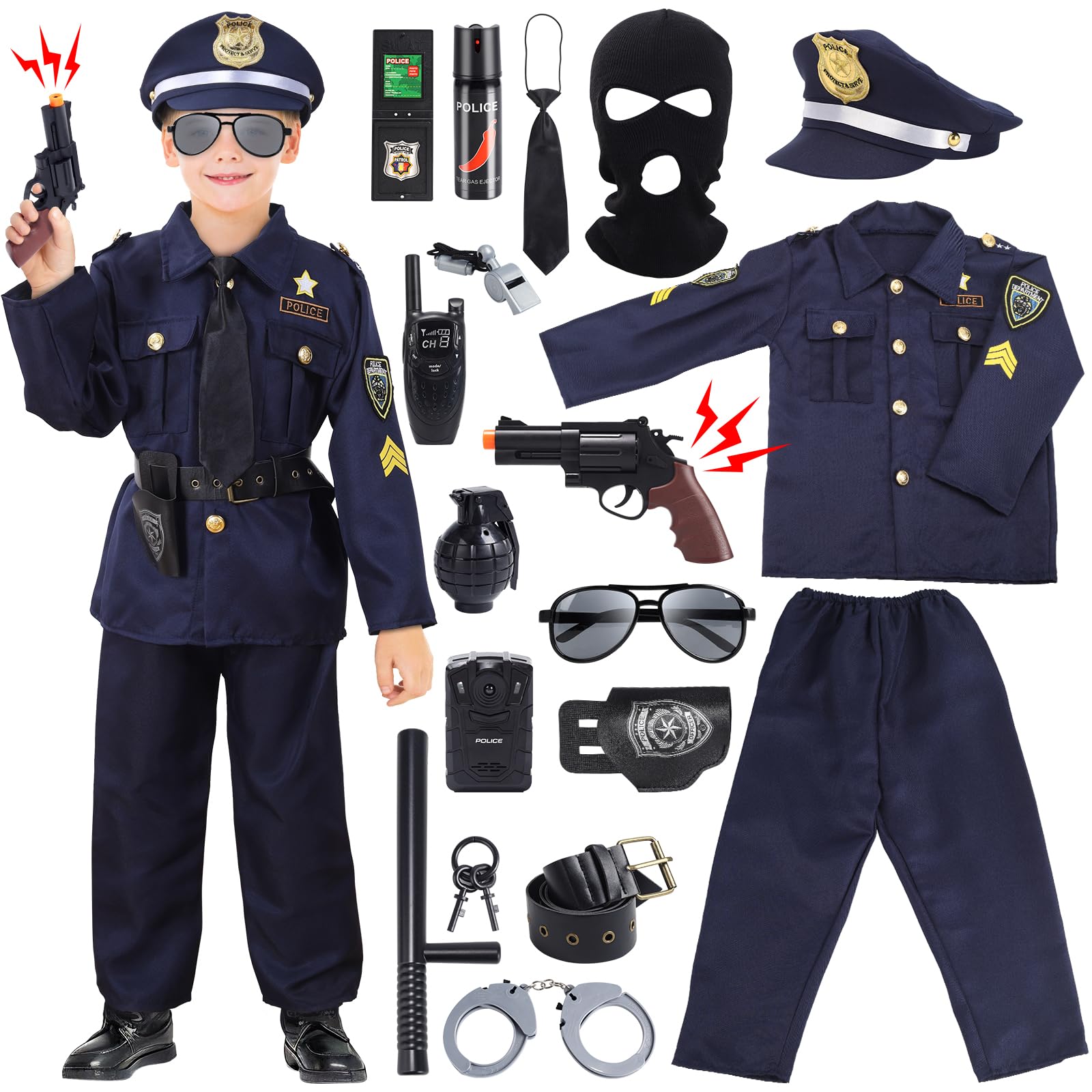 Police Costume Set with Vest Hat Toy Shotgun Role Play Police Play Chi Police Costume Set with Vest Hat Toy Shotgun Role Play Police Play Chi