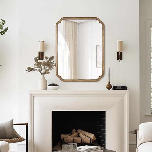 Vista 286 de WallBeyond Espejos de baño de madera para montar en la pared, espejos de pared con marco de madera rústica de 16 x 20 pulgadas, espejos de pared