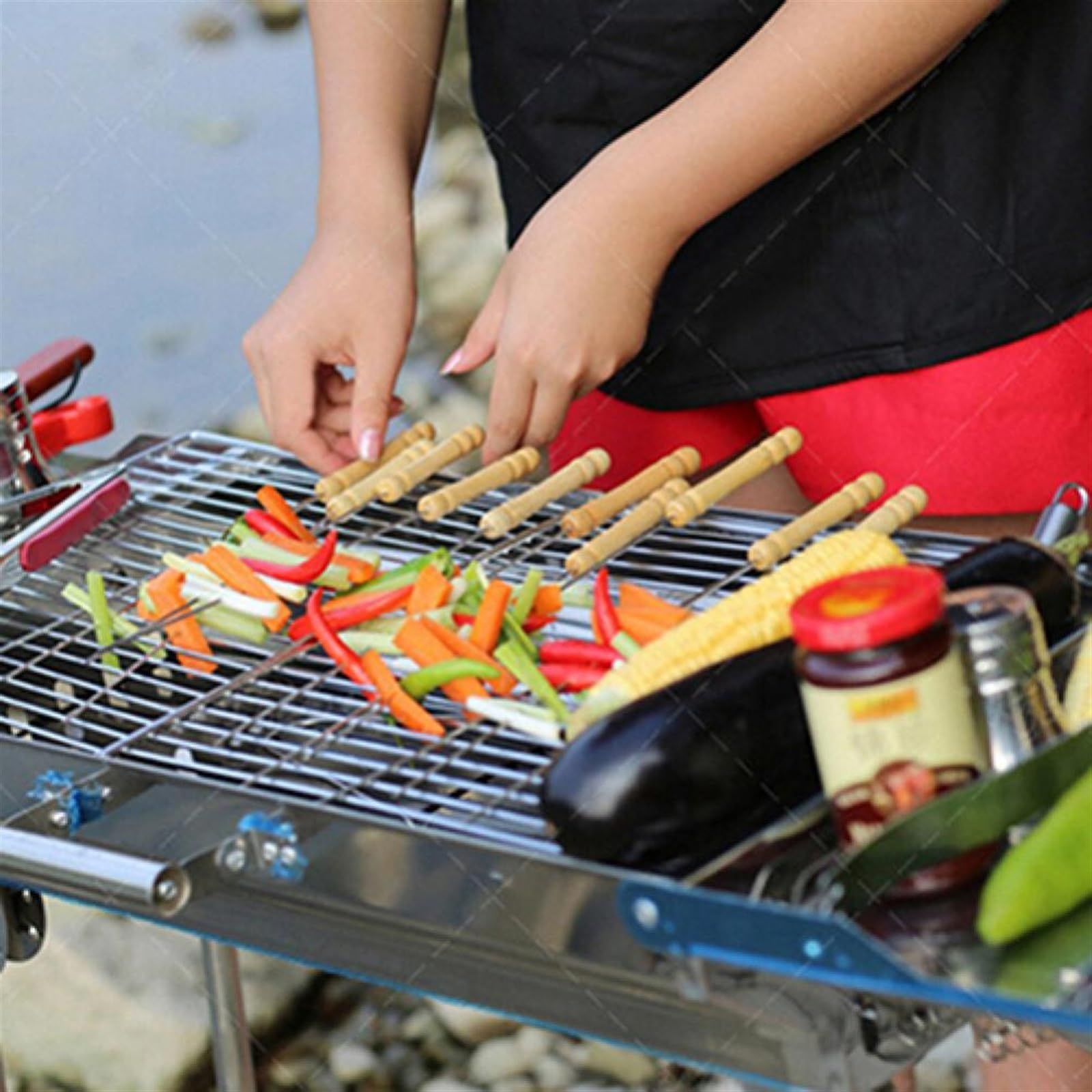 Brochetas de Kebab, 10 Piezas for Barbacoa, Picnic al Aire Libre, brochetas Acero Inoxidable