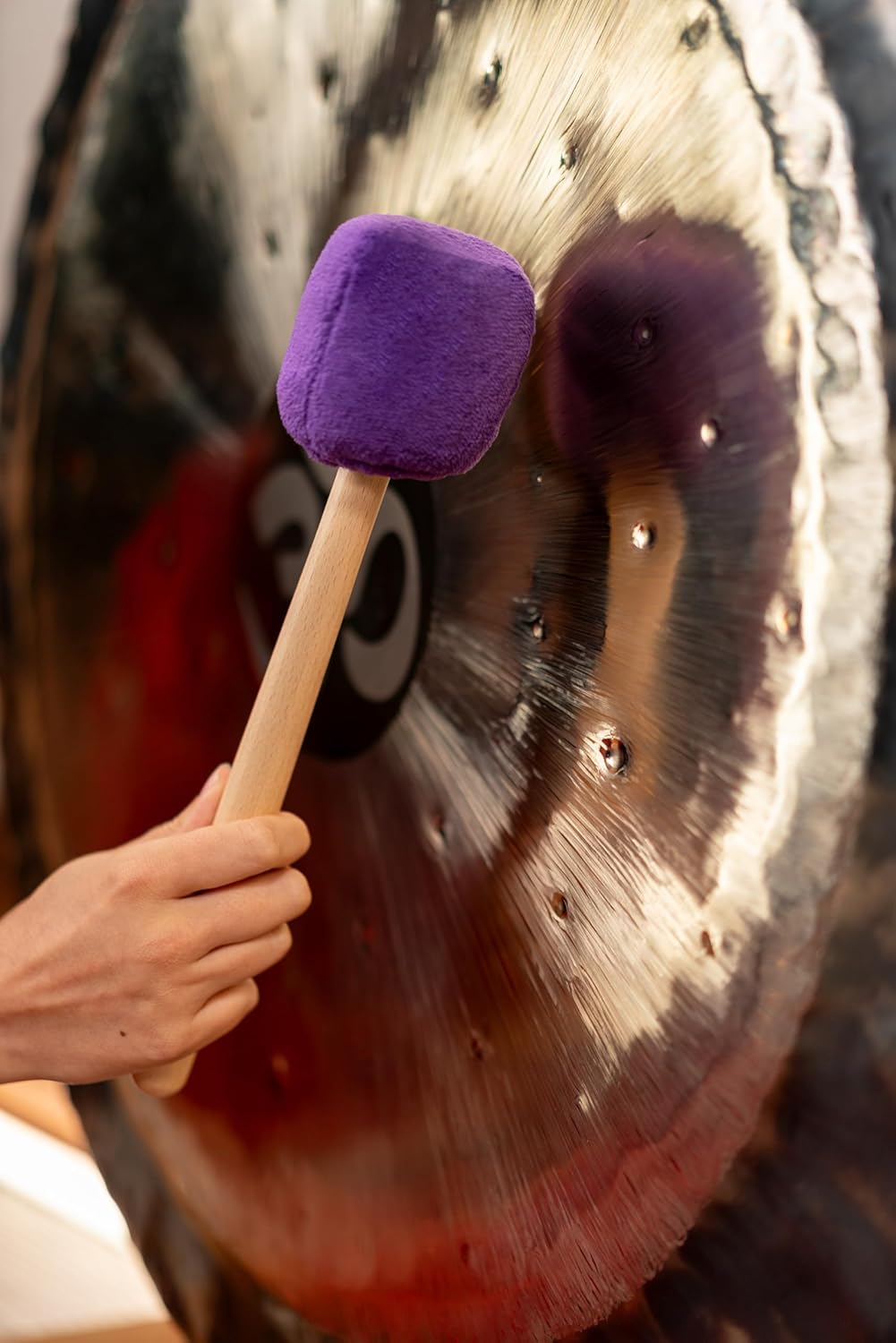 Gong Mallet Beater with Beech Wood Handle and Soft Fleece Head — MADE IN GERMANY — for Meditation, Sound Healing Therapy and Yoga,2-YEAR WARRANTY