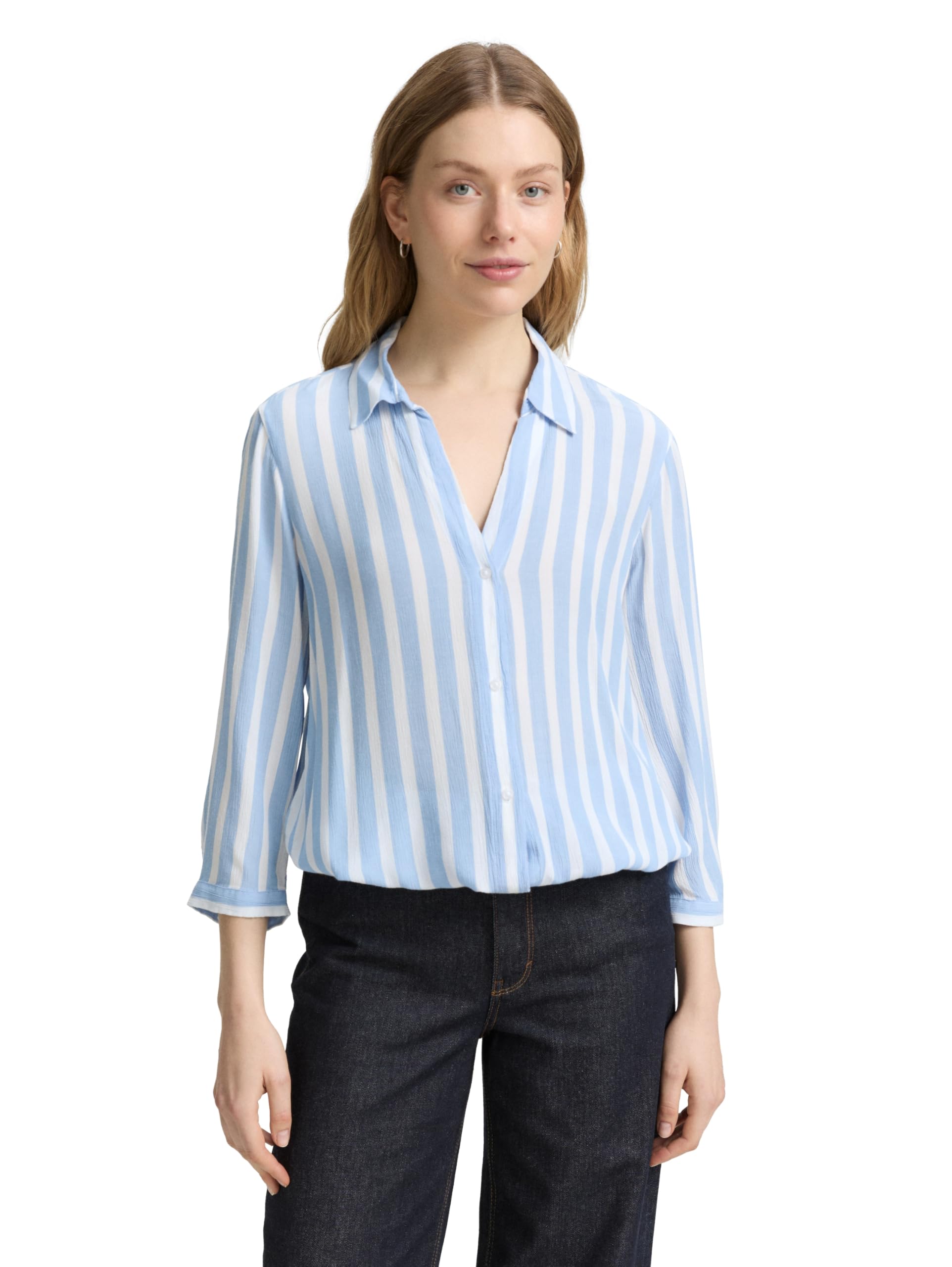 Tom Tailor Damen 1047179 Regular Fit Bluse in Knitter-Optik (1er Pack)