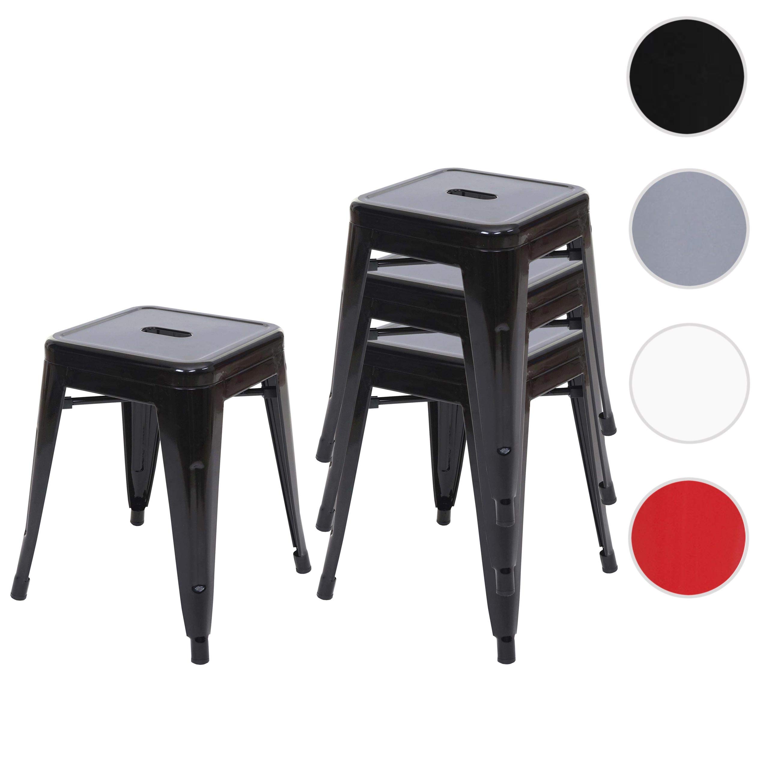 Mendler 4er-Set Hocker HWC-A73 Metall Industriedesign stapelbar - schwarz