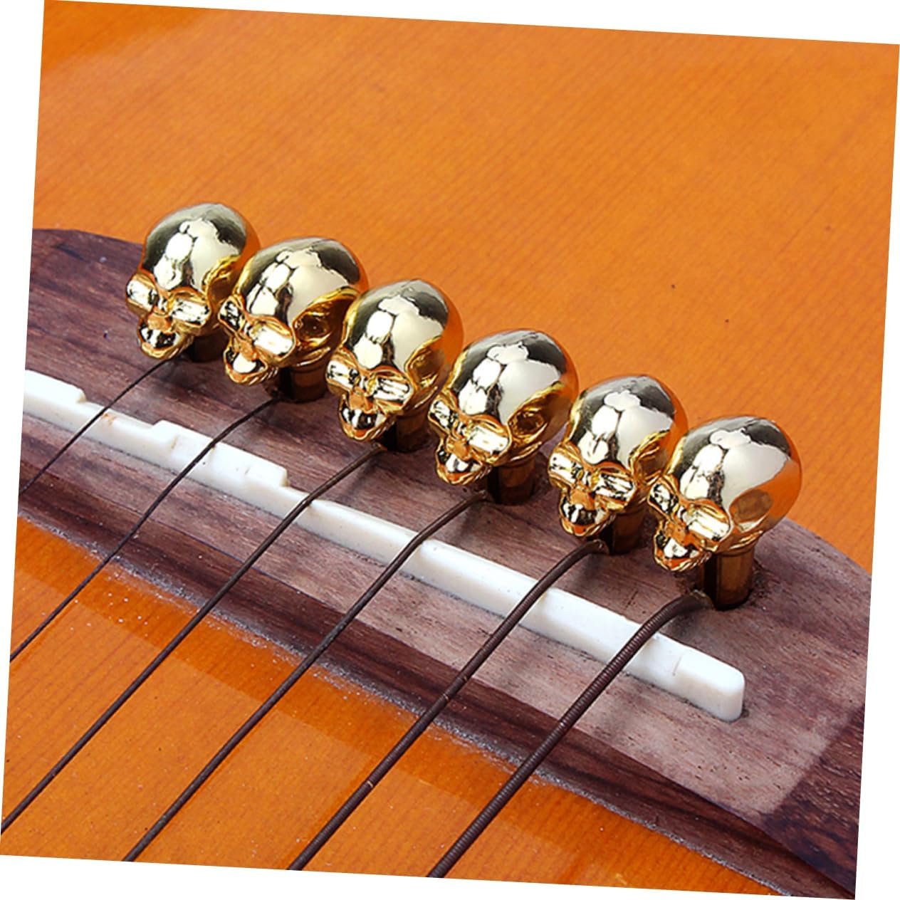 Unique Skull Guitar Bridge Saddle 6 Pcs Zinc Alloy Skull Head Guitar Bridge Pins for Acoustic Guitar