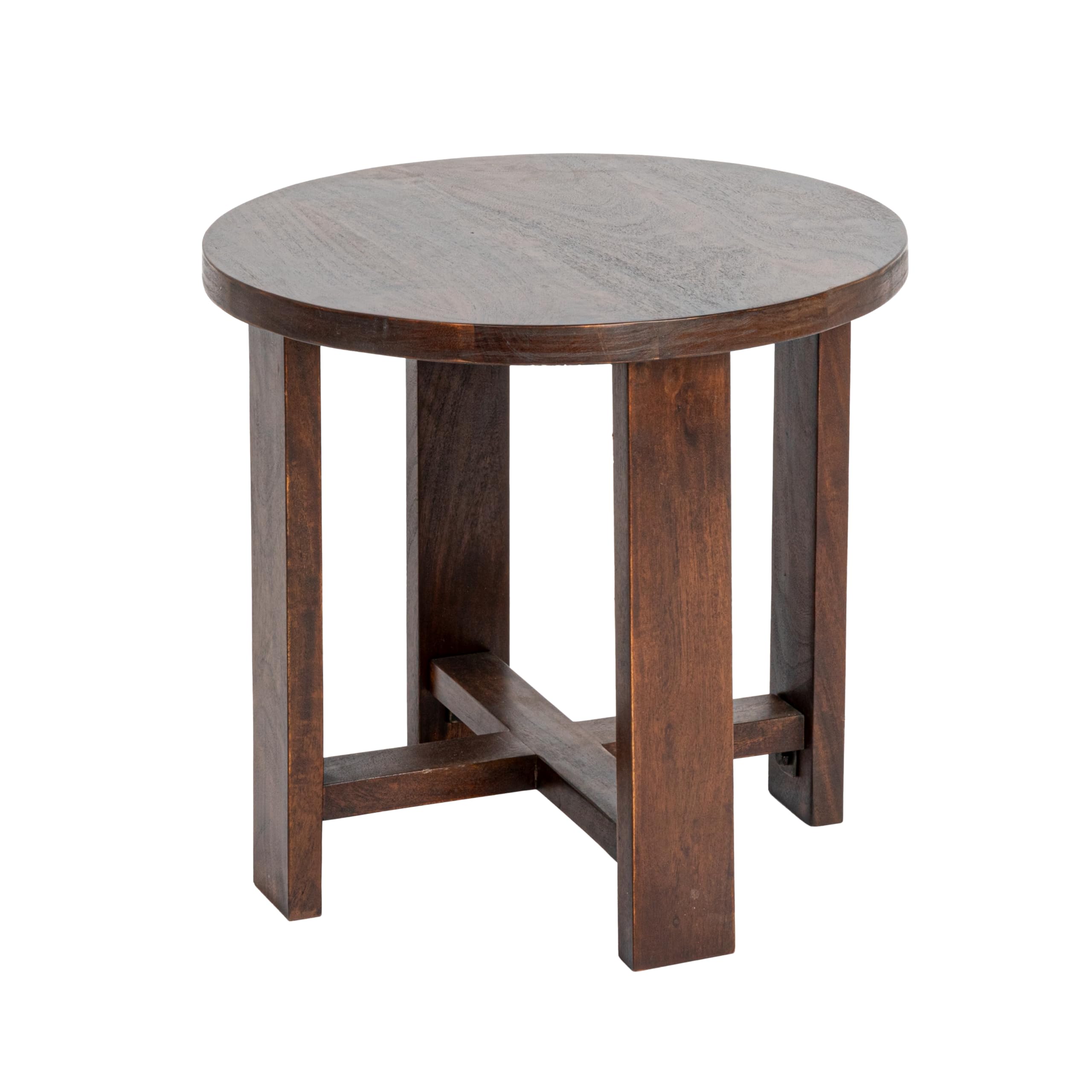 Creative Co-Op Acacia Wood Round Trestle End Table