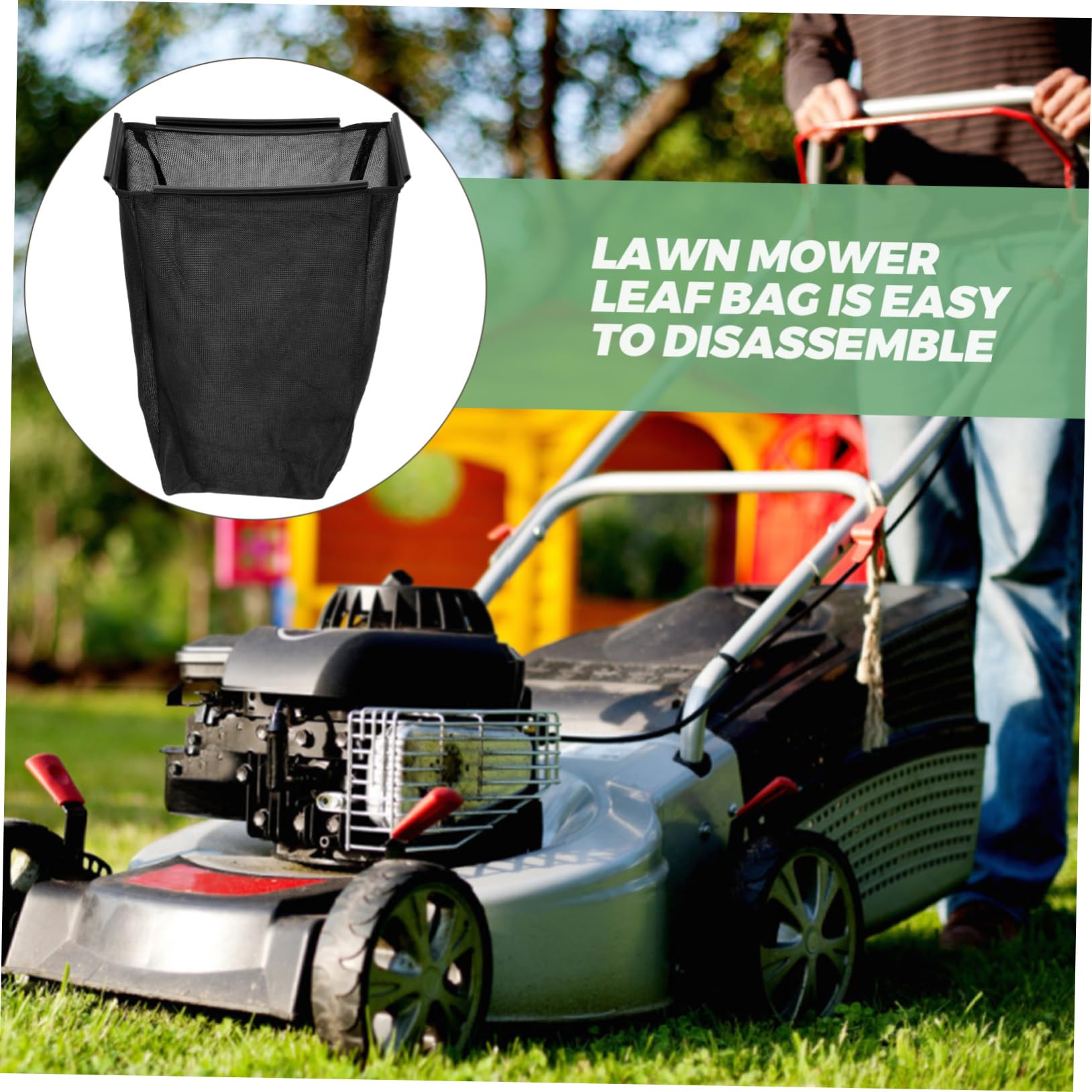 Paquet Collecteur D’herbe Noir pour Tondeuse à Gazon, Nylon Ajustable