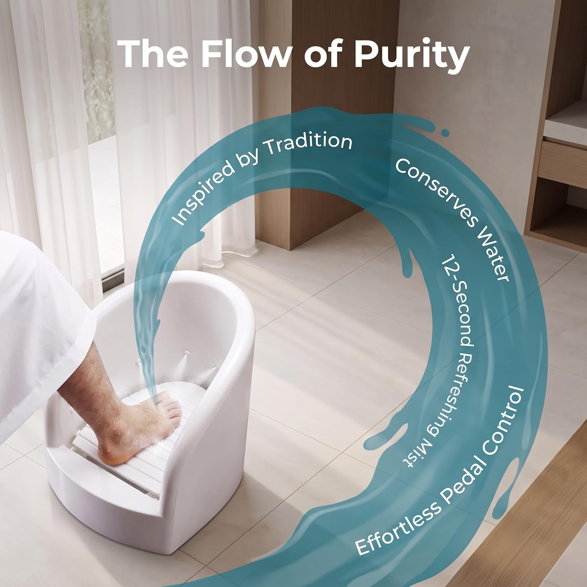 Lavapiedi Musulmano, Pediluvio A Getto A Pressione con Tubi di Ingresso/Uscita, Utensili per La Preghiera, Vasca per Pedicure, Resistente alle Alte Temperature Fino A 90°c, per Alleviare Lo