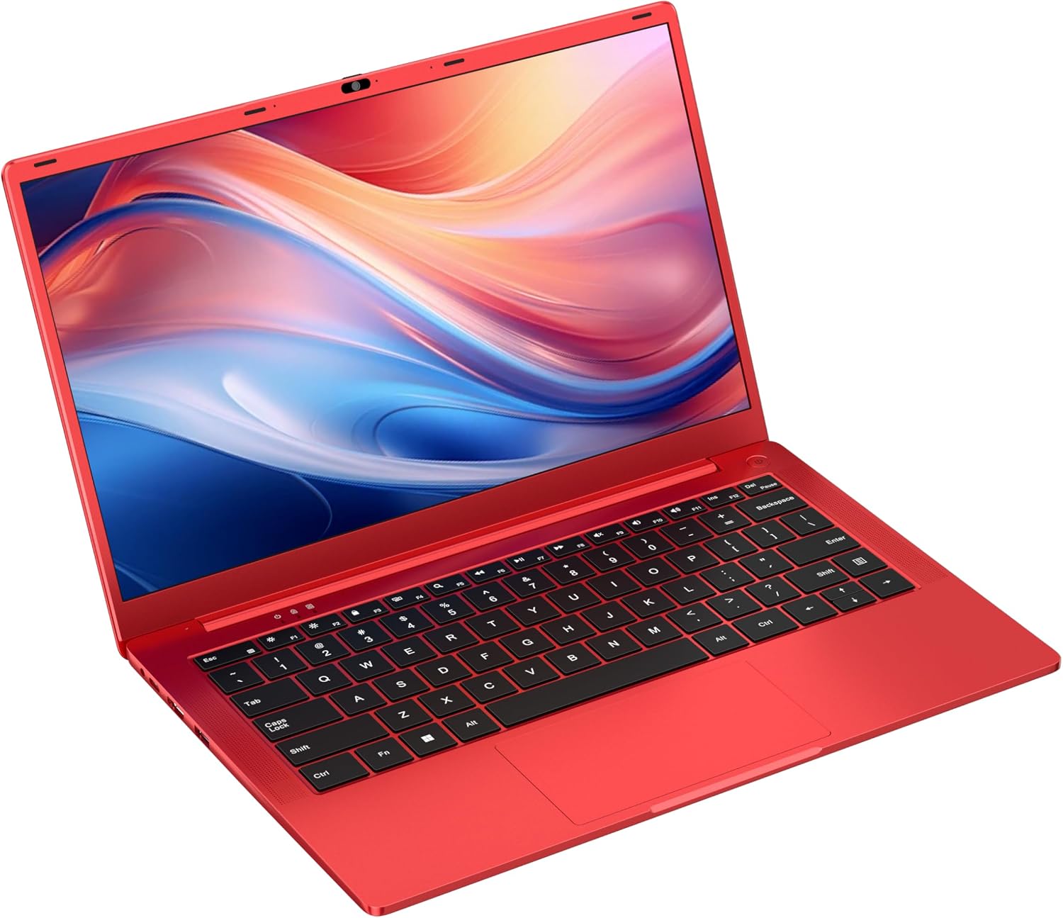 Ruzava 2026 Ordinateur Portable 14 Pouces Celeron N5095 8Go RAM 256Go PC Portable Extension SSD TF 1To 5000mAh Laptop HDMI Type-C 100%sRGB 1080P Souris Sans Fil AZERTY Clavier Couverture - Rouge Métal