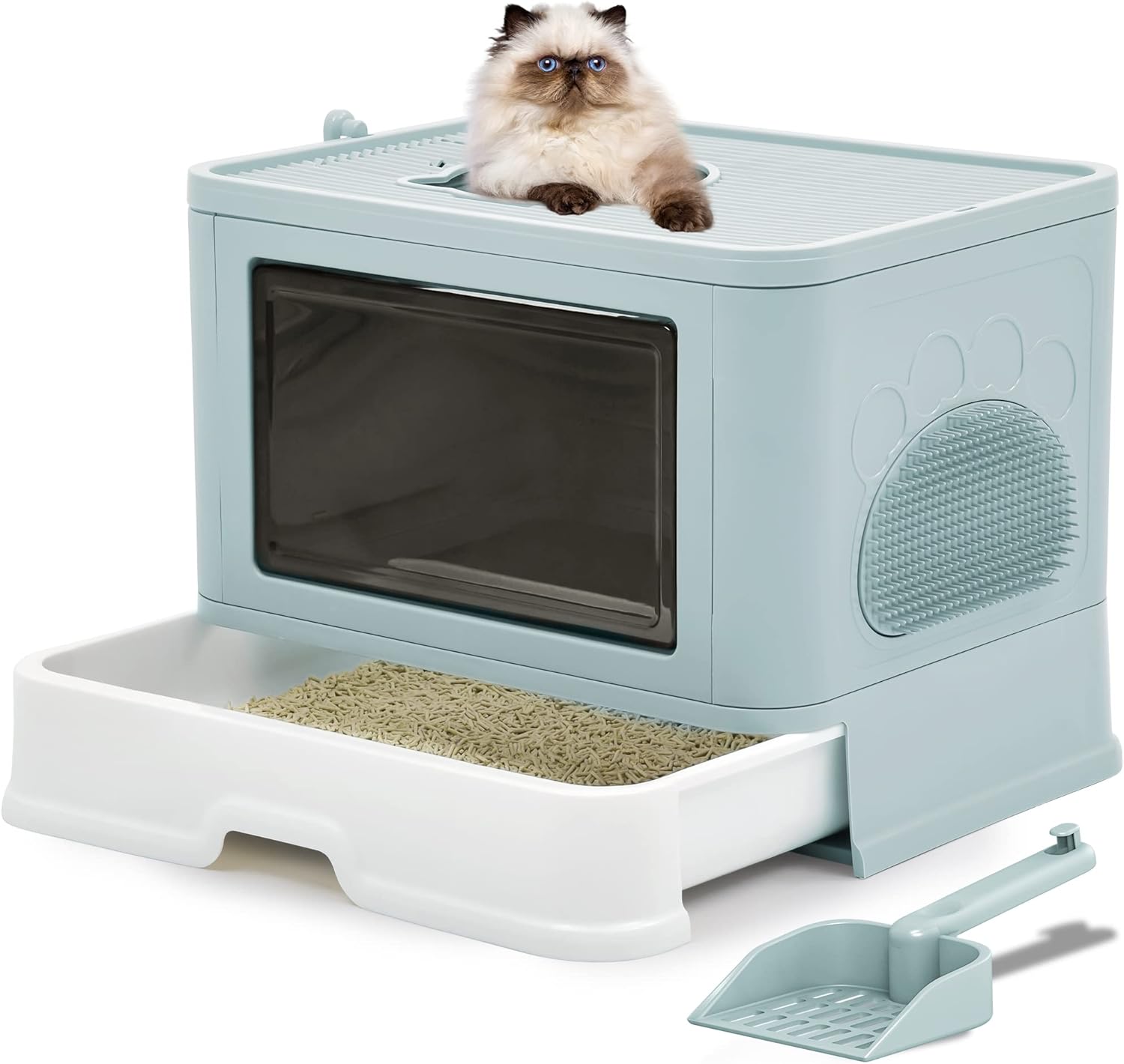 YITAHOME Katzentoilette mit Deckel, 48 x 38 x 38 cm, große Katzentoilette mit Schaufel, Eingang über Kopf und seitlichem Ausgang, leicht zu reinigende Katzentoilette für große Katzen, Kätzchen YITAHOME Katzentoilette mit Deckel, 48 x 38 x 38 cm, große Katzentoilette mit Schaufel, Eingang über Kopf und seitlichem Ausgang, leicht zu reinigende Katzentoilette für große Katzen, Kätzchen