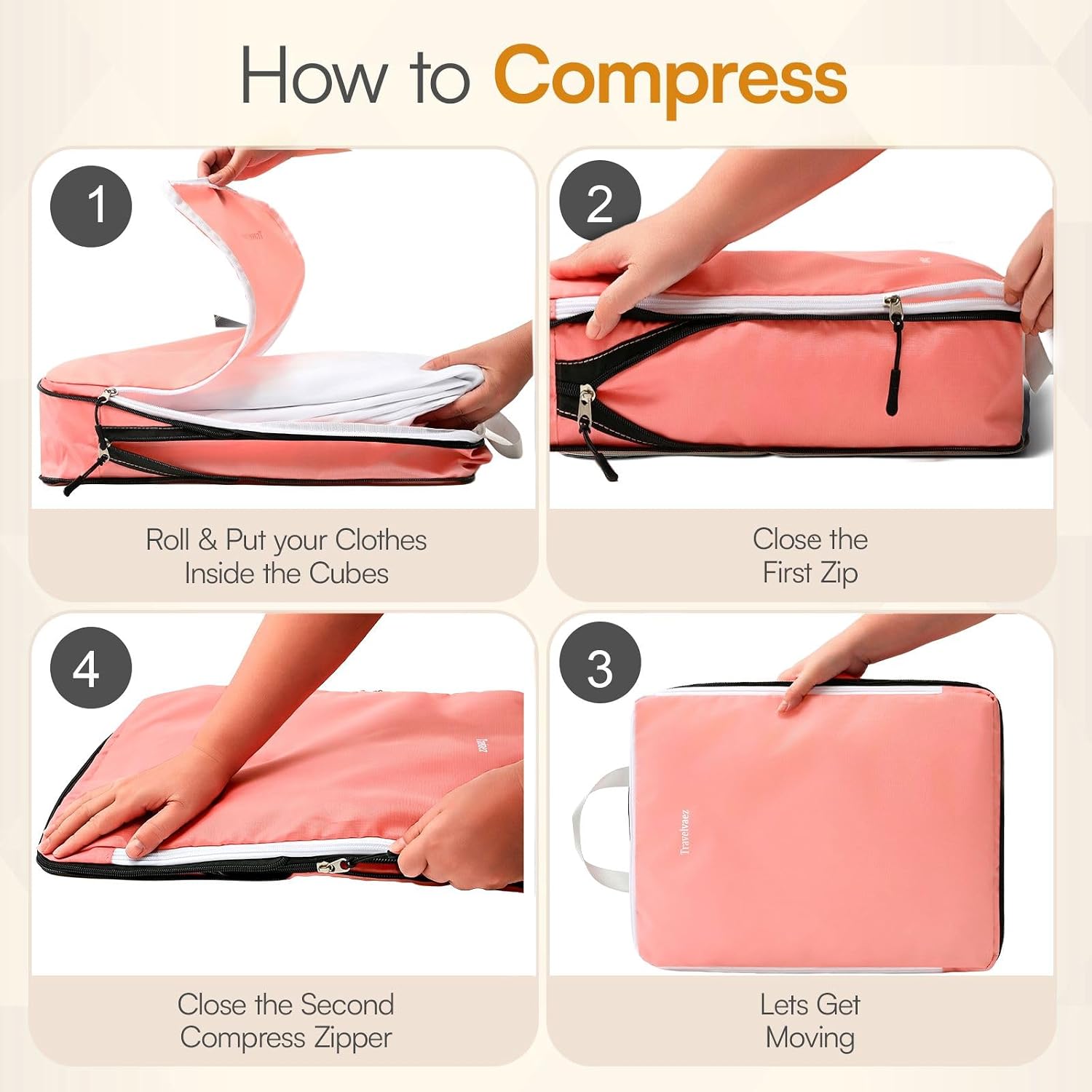 6 Set Large Compression Packing Cubes for travel. image 2