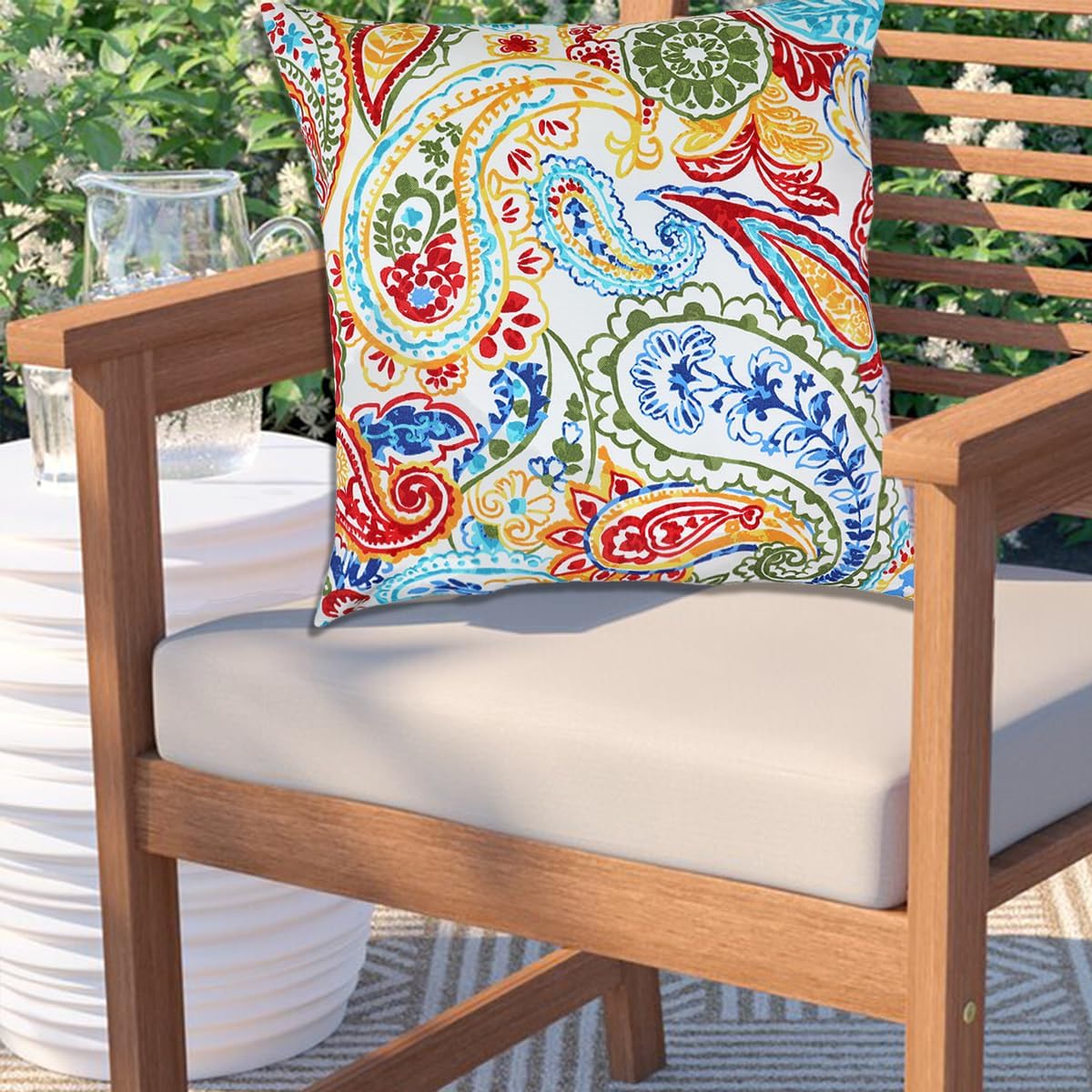 Water Resistant Outdoor Throw Pillows for Patio Furniture,18x18 Inch Decorative Pillows Set of 2 with Insert,Hidden Zipper Headrests for Sofa Couch Chair(Phoenix)
