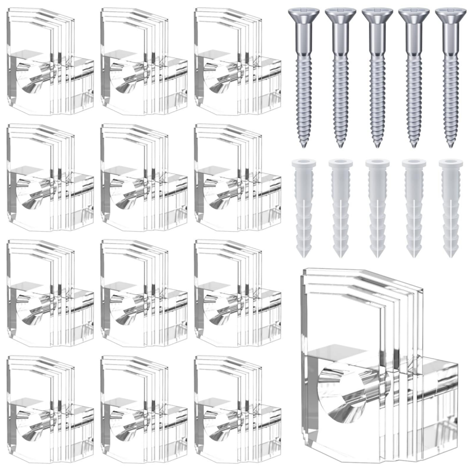 MAKABEE 4Pcs Heavy-Duty Metal Mirror Clips, Wide Channel Mirror Holder Clips for Large Frameless Mirrors,Mirror Holder Clips Kit for Wall Mounting Hardware,Satin Nickel Finish-image-19