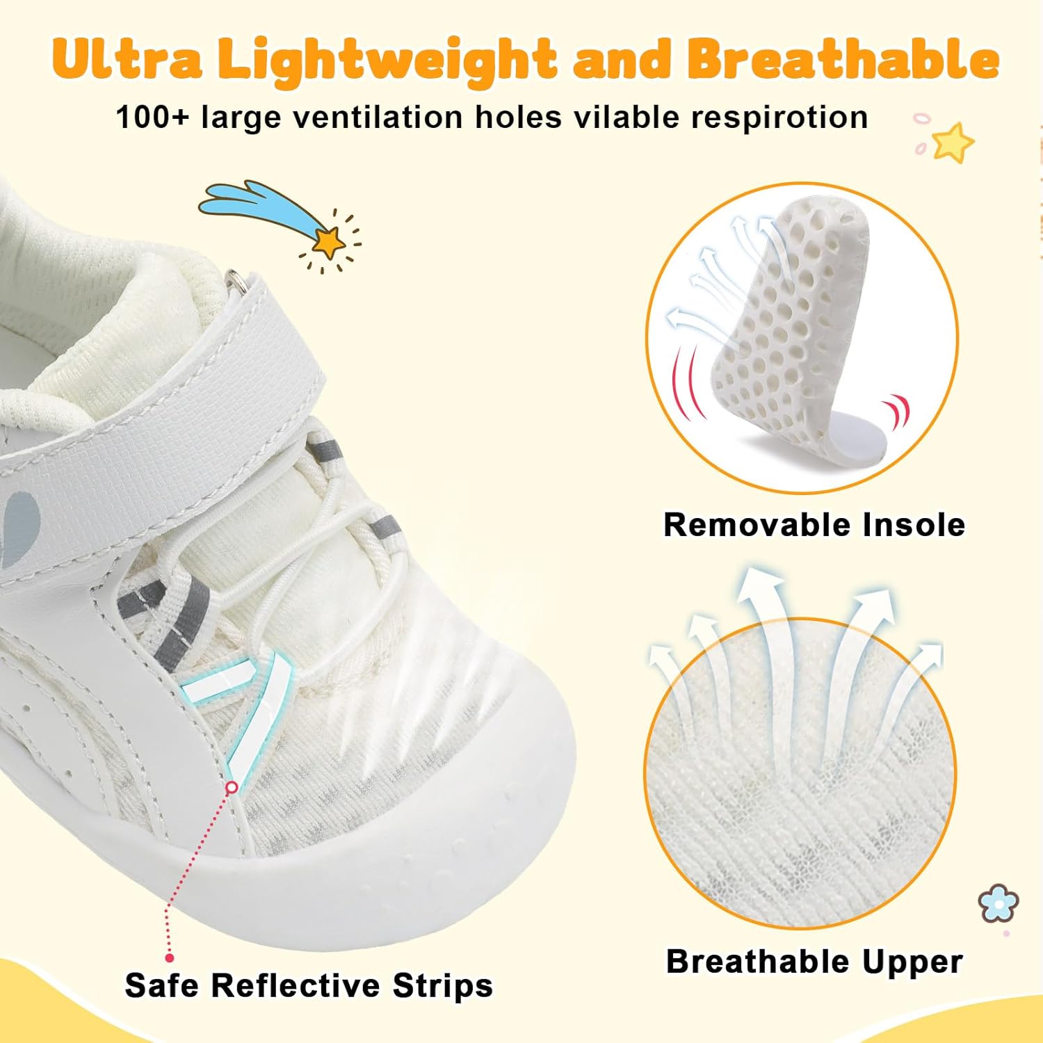 FEETCITY Wide Baby Shoes Boys Girls Baby Barefoot Shoes Breathable Infant Walking Shoe Crib Sock Shoe Toddler Sneakers Flexible - Image 5