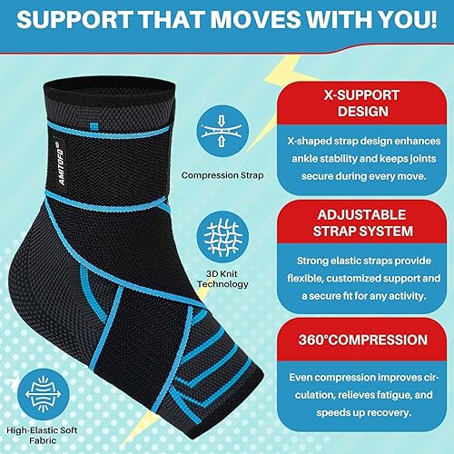 Vista 2 de Tobillera para mujeres y hombres: correas ajustables manga de apoyo de compresión para alivio de la fascitis plantar, soporte de tendinitis