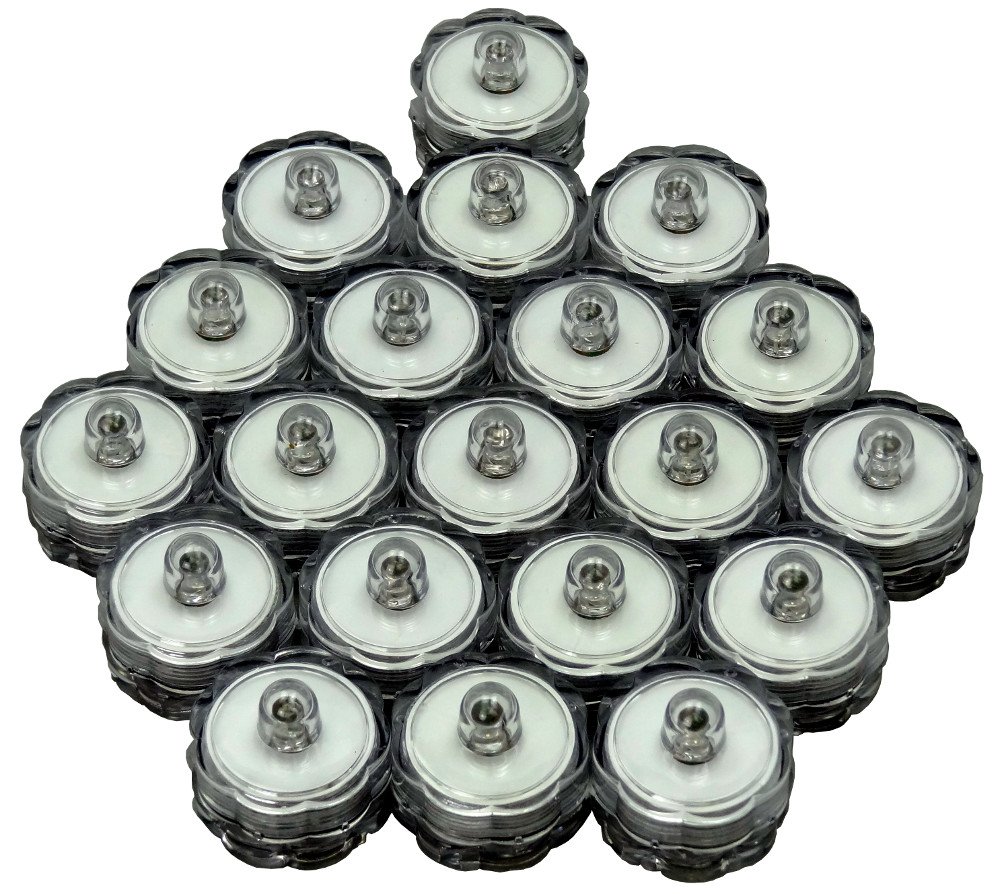 BlueDot Trading Orange Submersible LED Tea Lights - Waterproof Battery-Operated, Add a Romantic Glow to Your Water Features, Wedding Decor, and more, Quantity 20