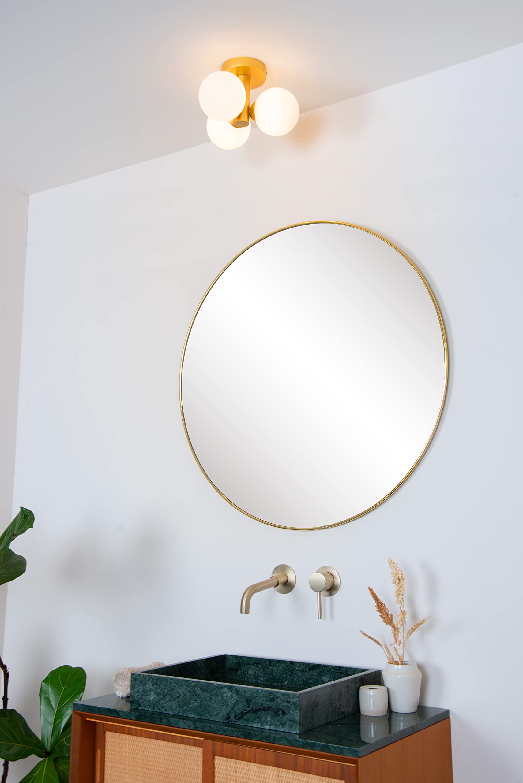LUCIDE TRUDY - Plafonnier Salle de bains - Ø 28 cm - 3xG9 - IP44 - Or Mat/Laiton