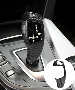 SUJADE YAKEFLY Carbon Fiber Car Gear Shift Knob Cover,Car Sticker Decals Gear Shift Knob Cover,Carbon Fiber Pattern for F20 F30 F31 F34 X5 F15 X6 F16 X3 F25 X4 F26 F1 Accessories