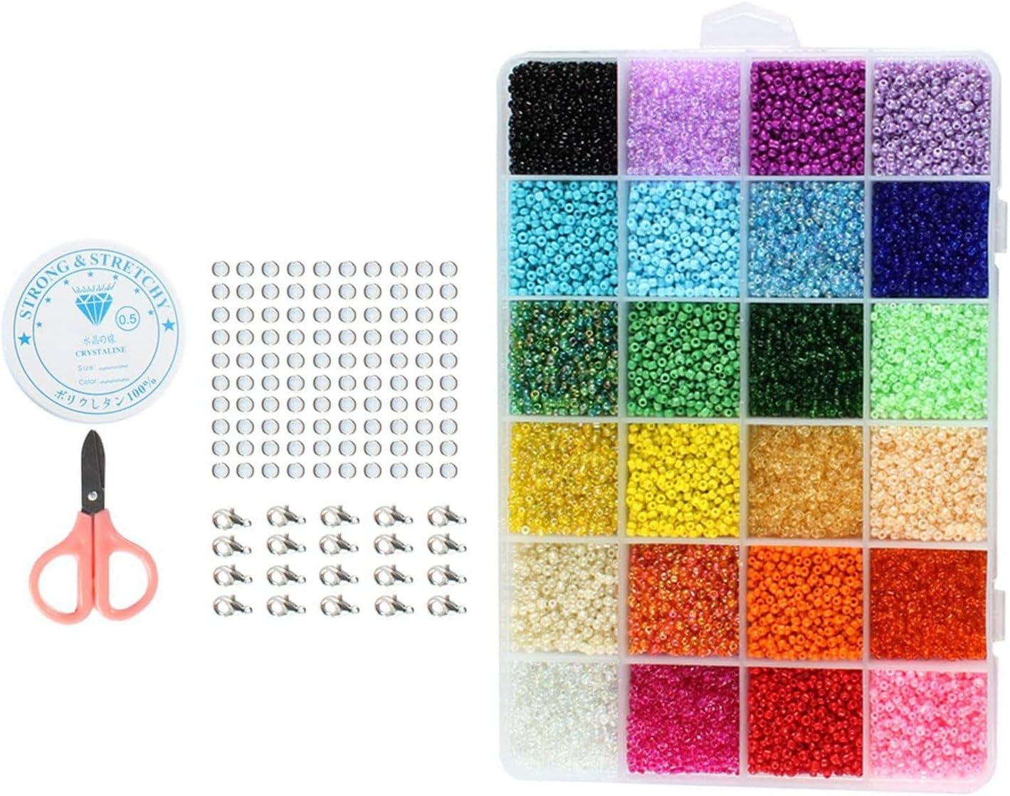 Fitto Multicolour Charm Glass Bead Set For Diy Jewellery Making with Czech Seed Beads, Random Colors