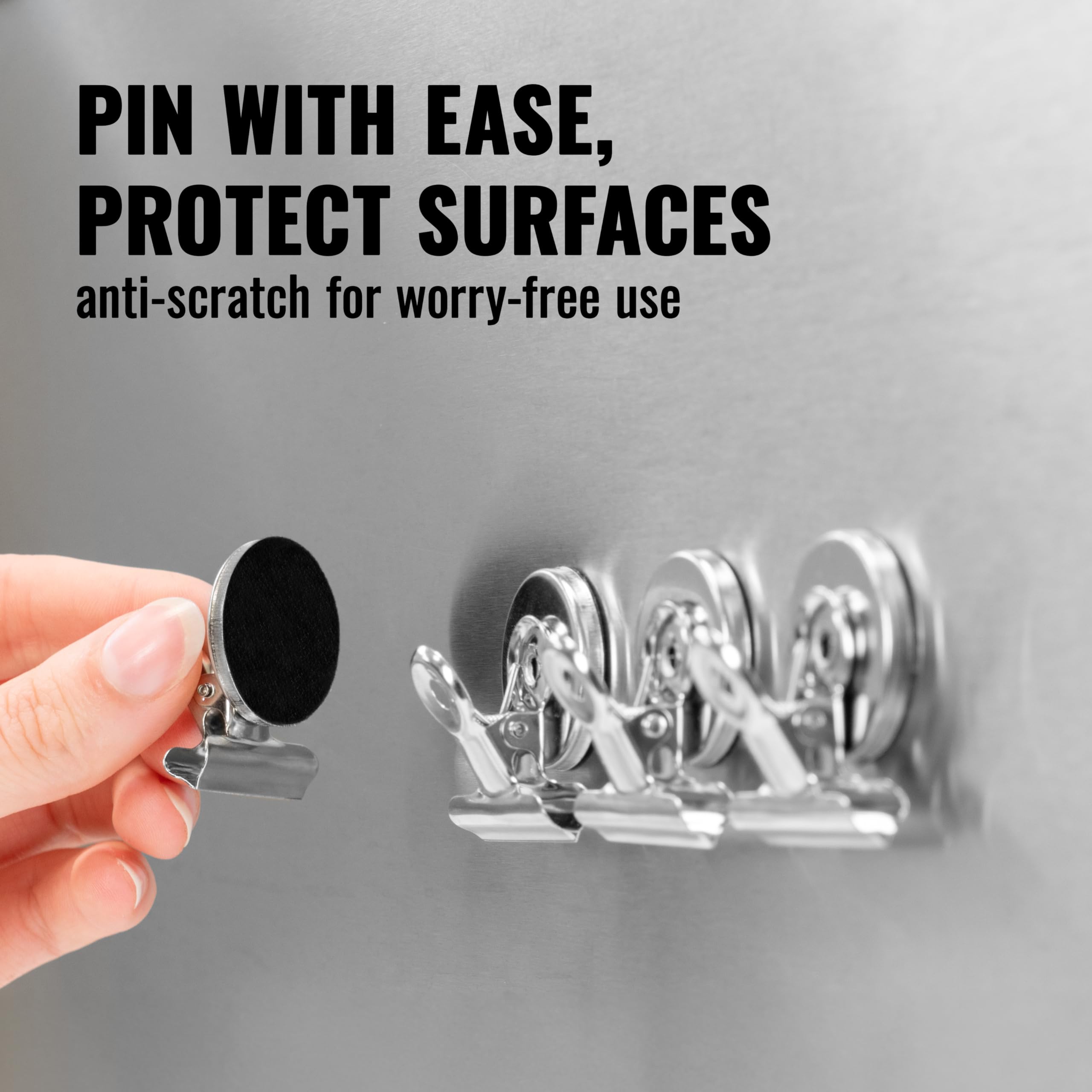 Poppstar 12x Magnetic Clips (Round Magnetic memo Clips with 0.5 kg Clamping Force, 3.9x3.0x2.3 cm) Silver - Image 3