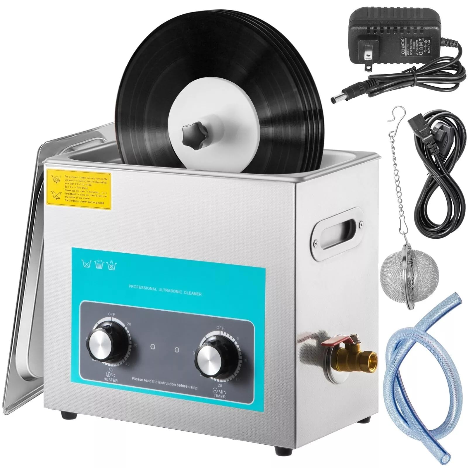 Máquina limpiadora ultrasónica de discos de vinilo, capacidad de 6 litros, limpieza profunda de 40 kHz para una mejor calidad de sonido y conservación de discos de vinilo