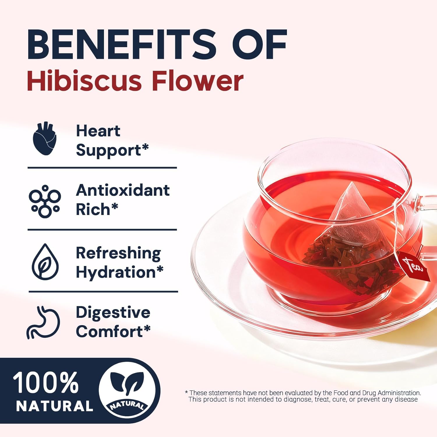 Hibiscus Tea Bags, Hibiscus Flower Herbal Tea - Caffeine & Sugar Free, 50 Teabags - Image 5