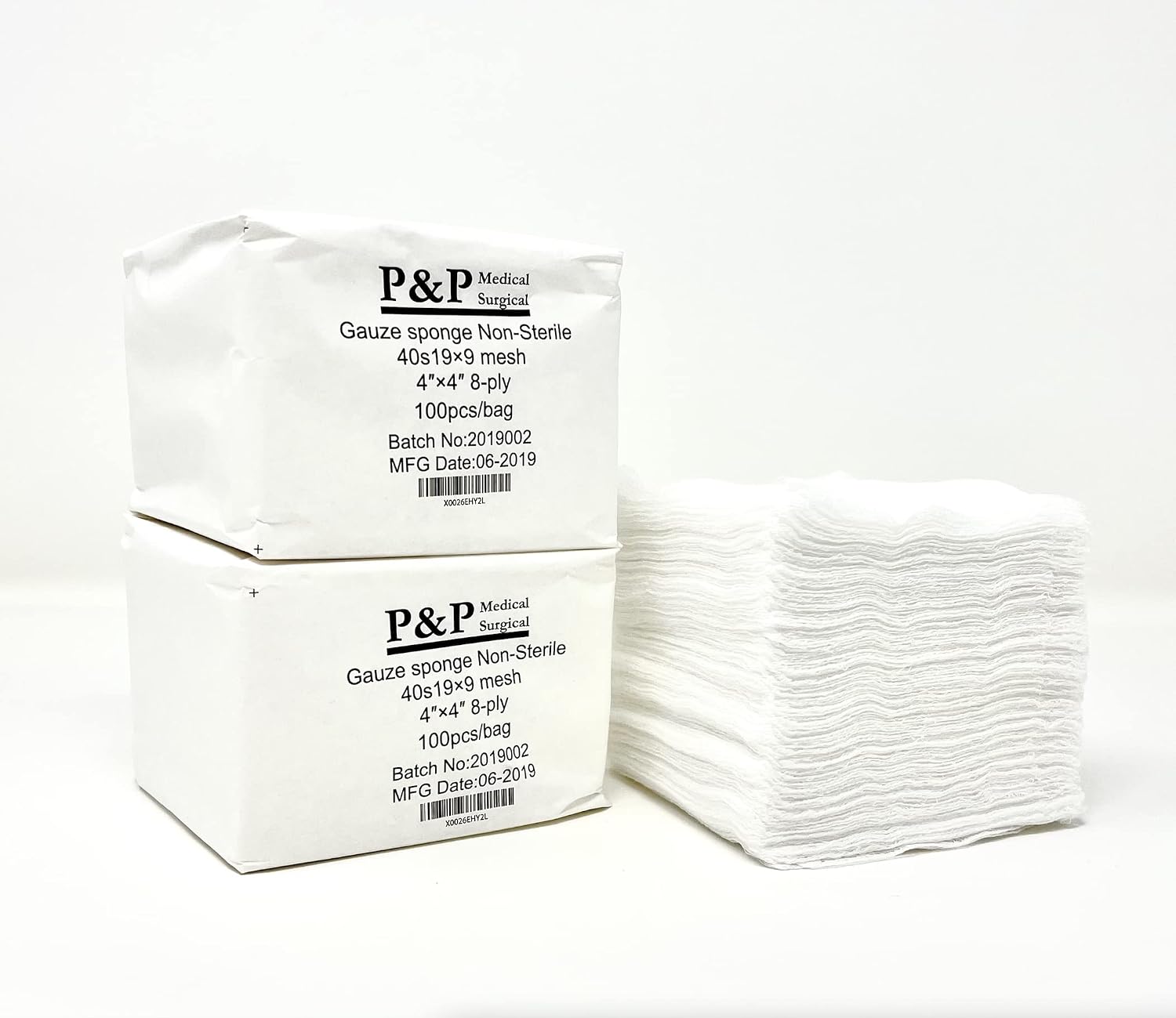 Gauze Surgical Sponges Cotton Non STERILE Woven 8-ply High Grade Quality 4"x4" Class I(a) All Purpose Pads Case of 10 000