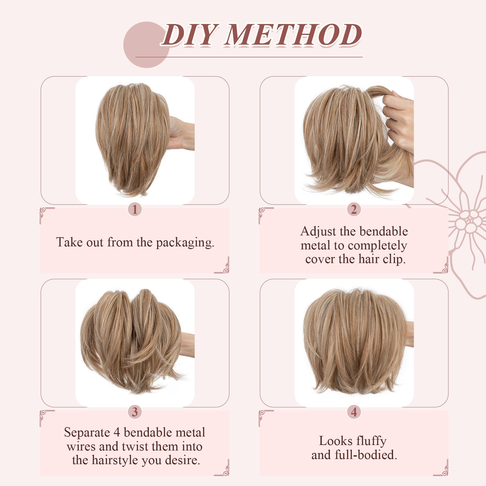 SEGOHAIR Claw Clip Short Ponytail Extension Messy Bun Hair Piece - Image 4