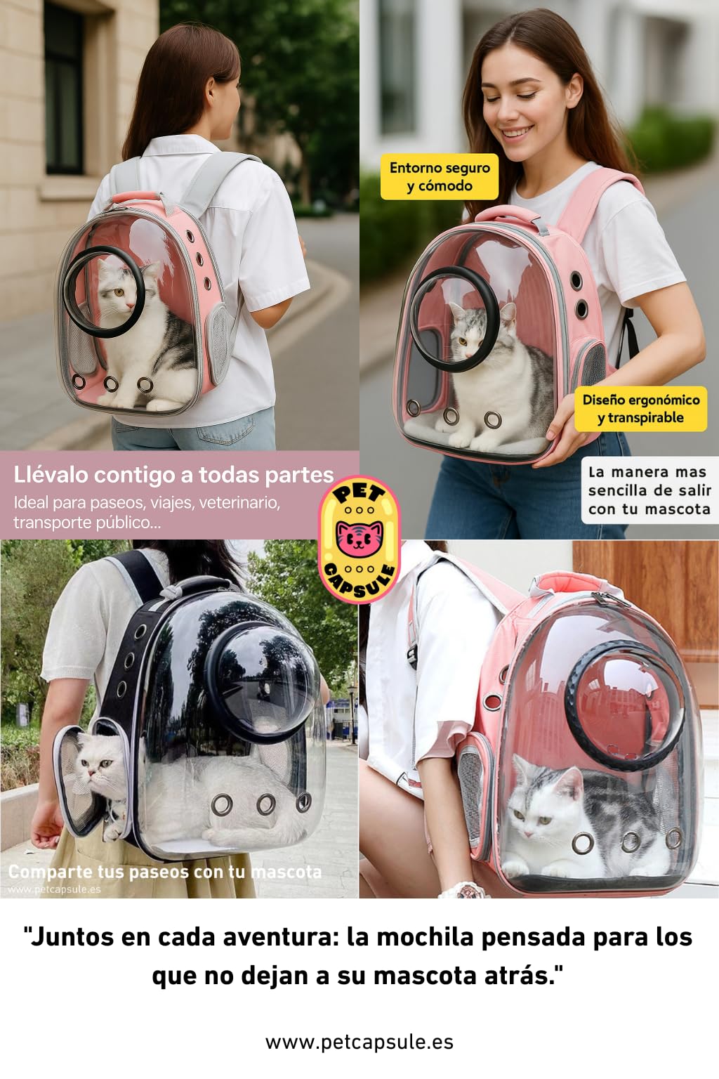 Sac à dos capsule pour animaux de compagnie | Sac à dos bulle transparent pour chats et petits chiens | Transport respirant approuvé par les compagnies aériennes | Voyages, promenades et