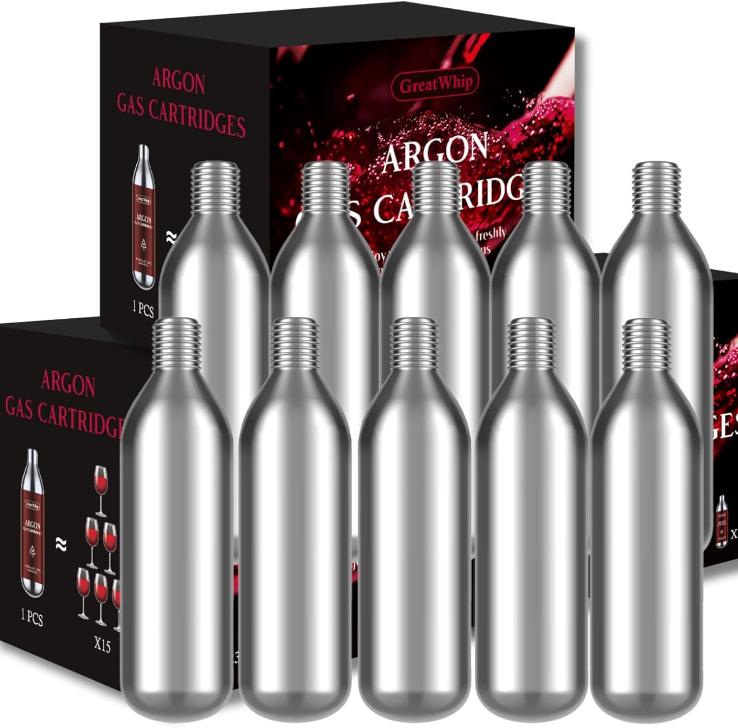 GreatWhip 30 Packs Argon Gas Capsules Cartridges Compatible