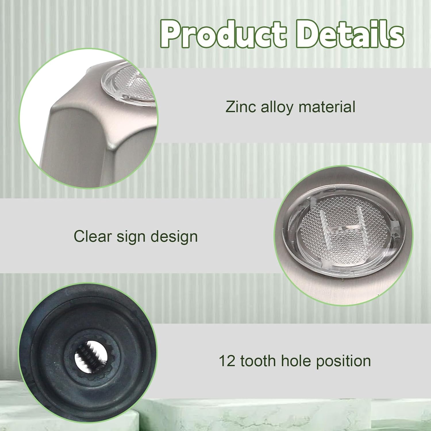 Biaungdo Brushed Nickel Shower Knob Replacement Set of 3, Bathtub Faucet Handles Include Hot and Cold/Diverter Shower Knob for Remodeling Trim