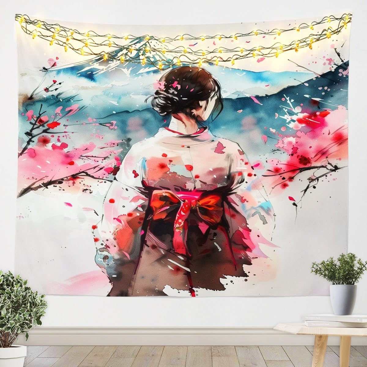 jejeloiu Japanese Style Tapestry Large 59"x82" Kids Mount Fuji Pattern Wall Hanging for Boys Girls Teens Ink Painting Wall Blanket Black White Wall Art Room Decor Tapestries image 5