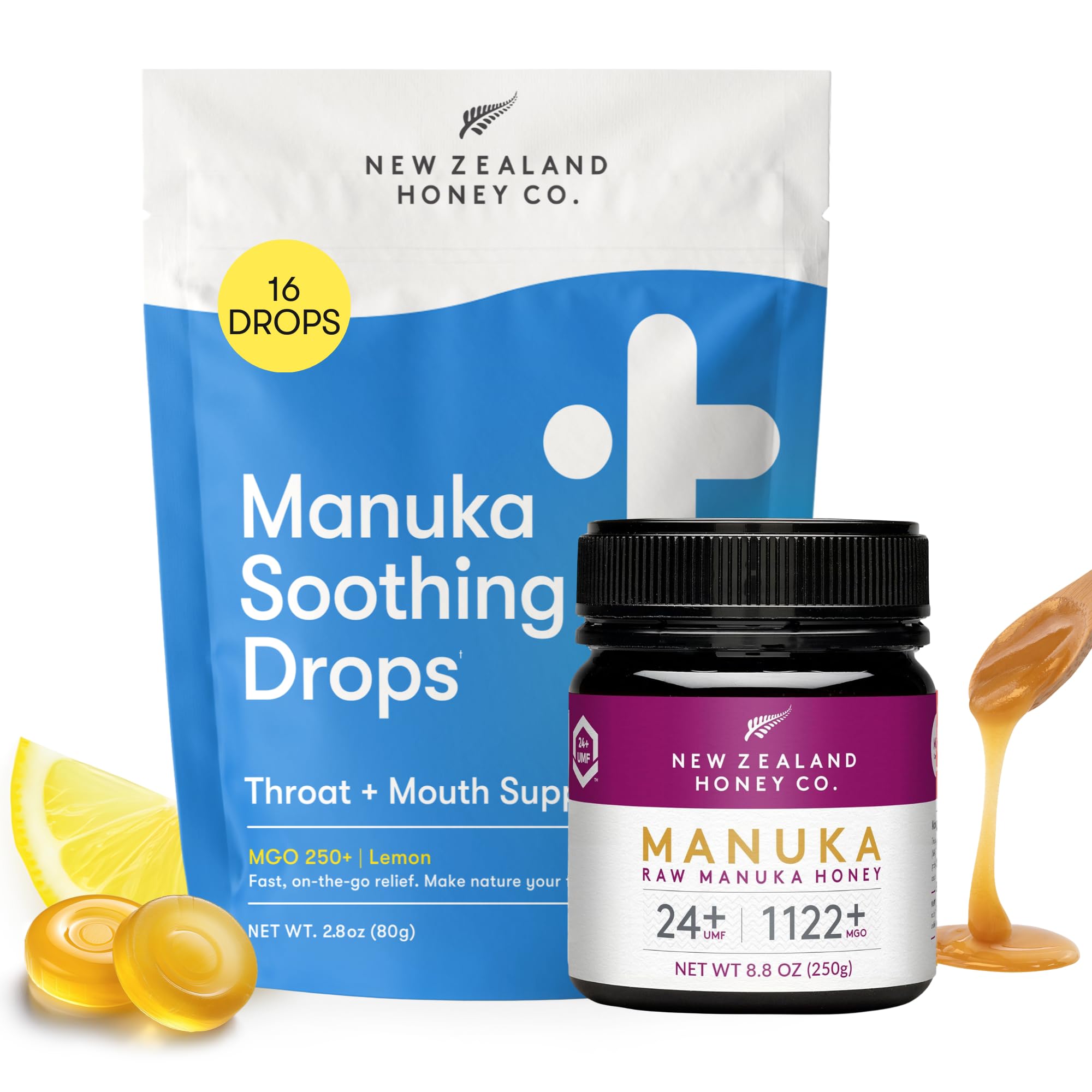 New Zealand Honey Co. Manuka Honey UMF 24+ | MGO 1122+ 8.8 oz & Cough Drop MGO 263+ 16 count