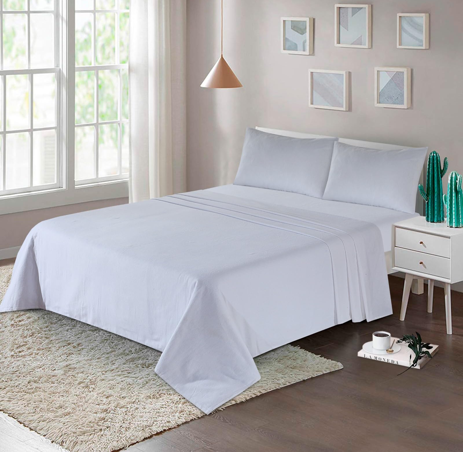 Flannelette Flat Sheet, 100% Brushed Cotton, 160 GSM Luxury Quality, 32CM/13" Plain Colour...
