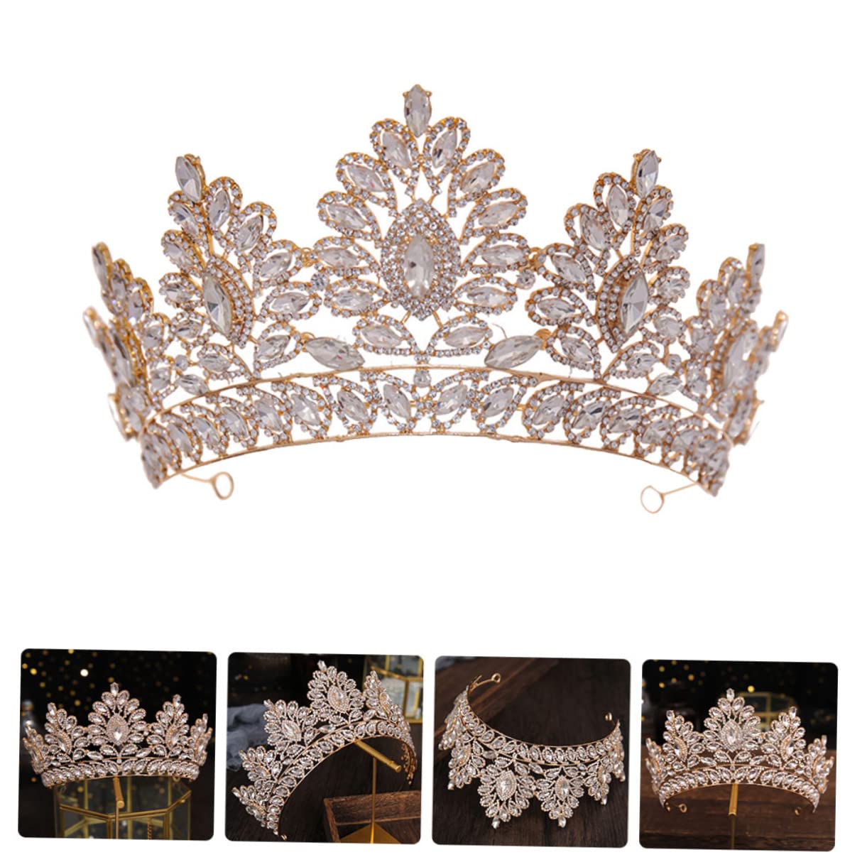 Tiara Transparente para Novia, Tocado de Boda Elegante | Aleación con Pedrería, Diseño Lujoso y Ligero, Brillo Decorativo para Fiestas y Prom