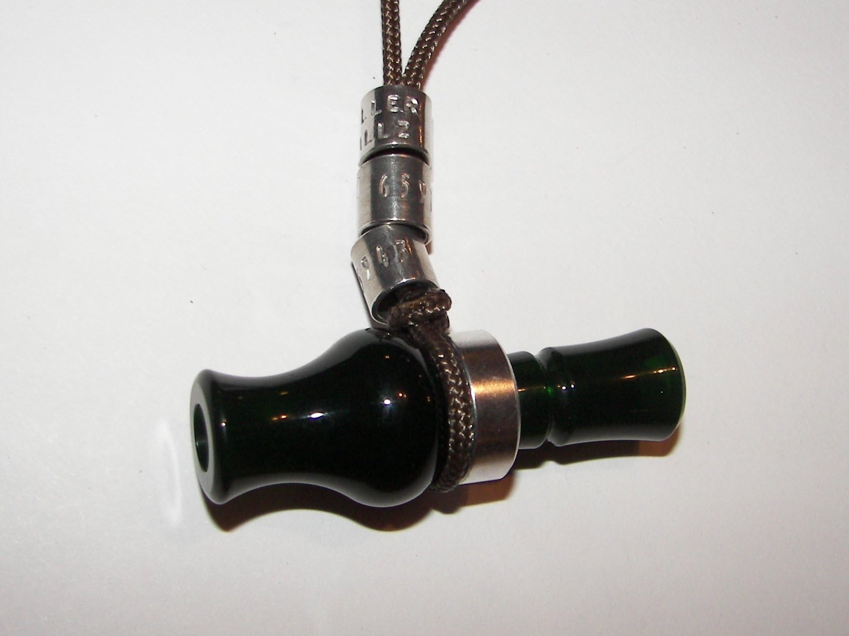 Working Mini Wood Duck Call Necklace (Mallard Green)