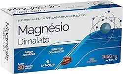 Magnésio Dimalato (30 Cápsulas) - Auxilia na redução do stress, ansiedade e depressão, Auxilia na formação de ossos e dentes, Auxilia na prevenção de dores articulares e musculares
