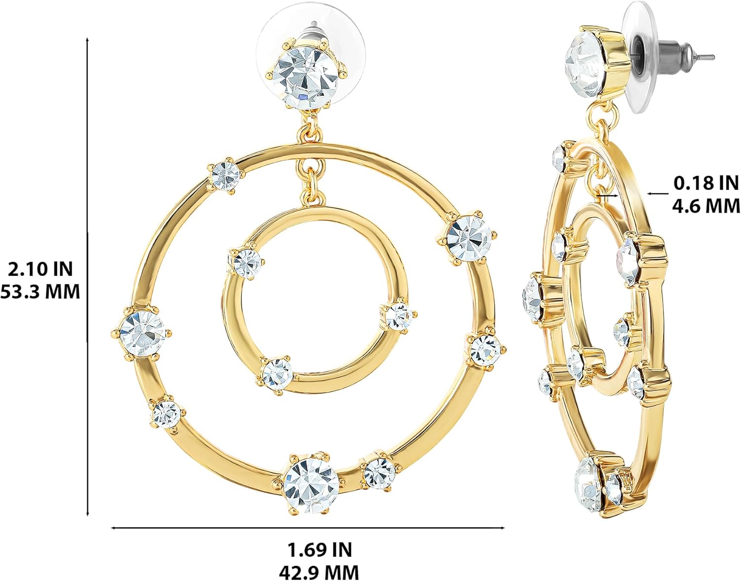 Jessica Simpson Womens Drop and Hoop Earrings - Gold-Tone Earrings with Crystal Embellishments - Image 4