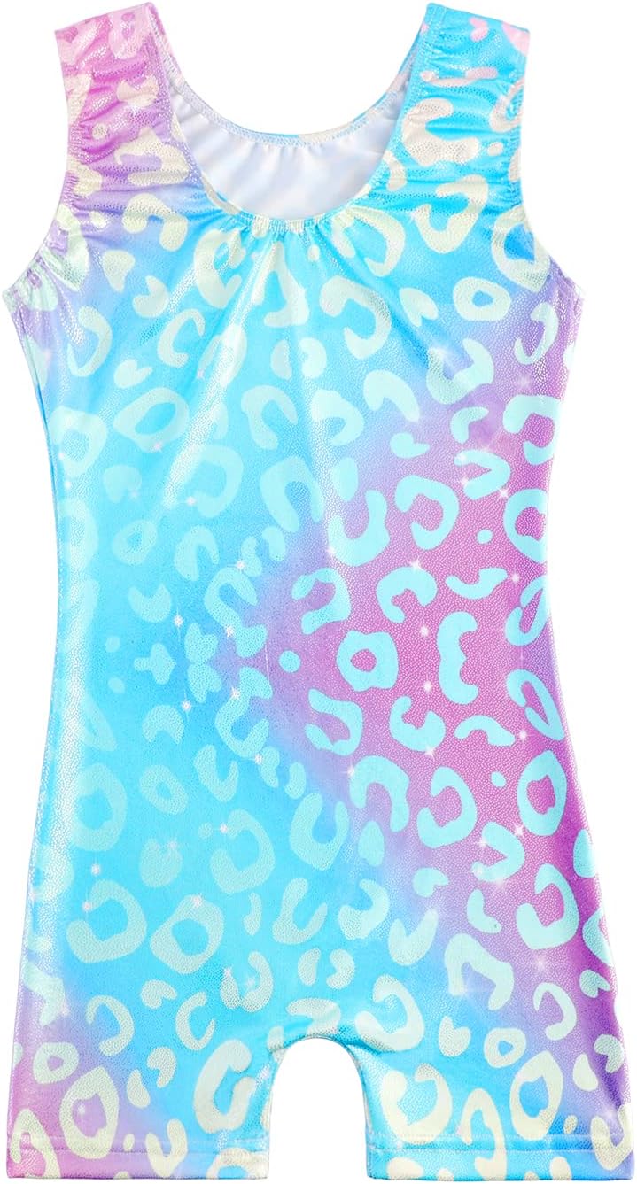 HOZIY Gymnastics Leotards with Shorts for Girls Toddlers Kids Biketard Tumbling Outfits Sparkle Unicorn Leopard Galaxy