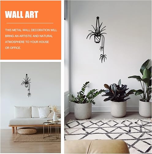 Miniatura 9 de Jarrones de pared de metal arte de pared flor decoración de cocina de hierro forjado colgante negro arte flor decoración de pared para