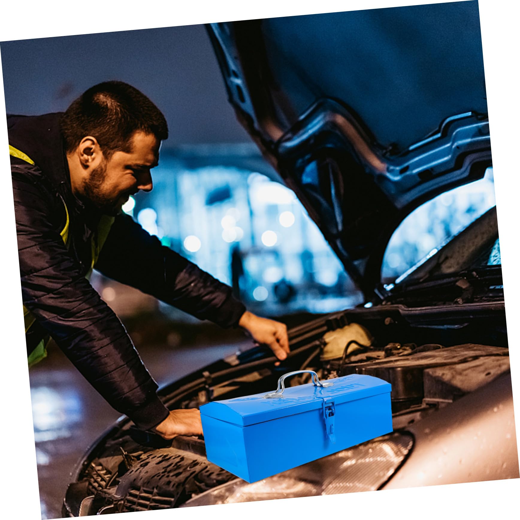 Cassetta Attrezzi in Ferro Blu, Organizer Portatile a Livello | Garage e Interni, Struttura Poco Deformabile, Contenitore per Utensili e Piccoli Componenti