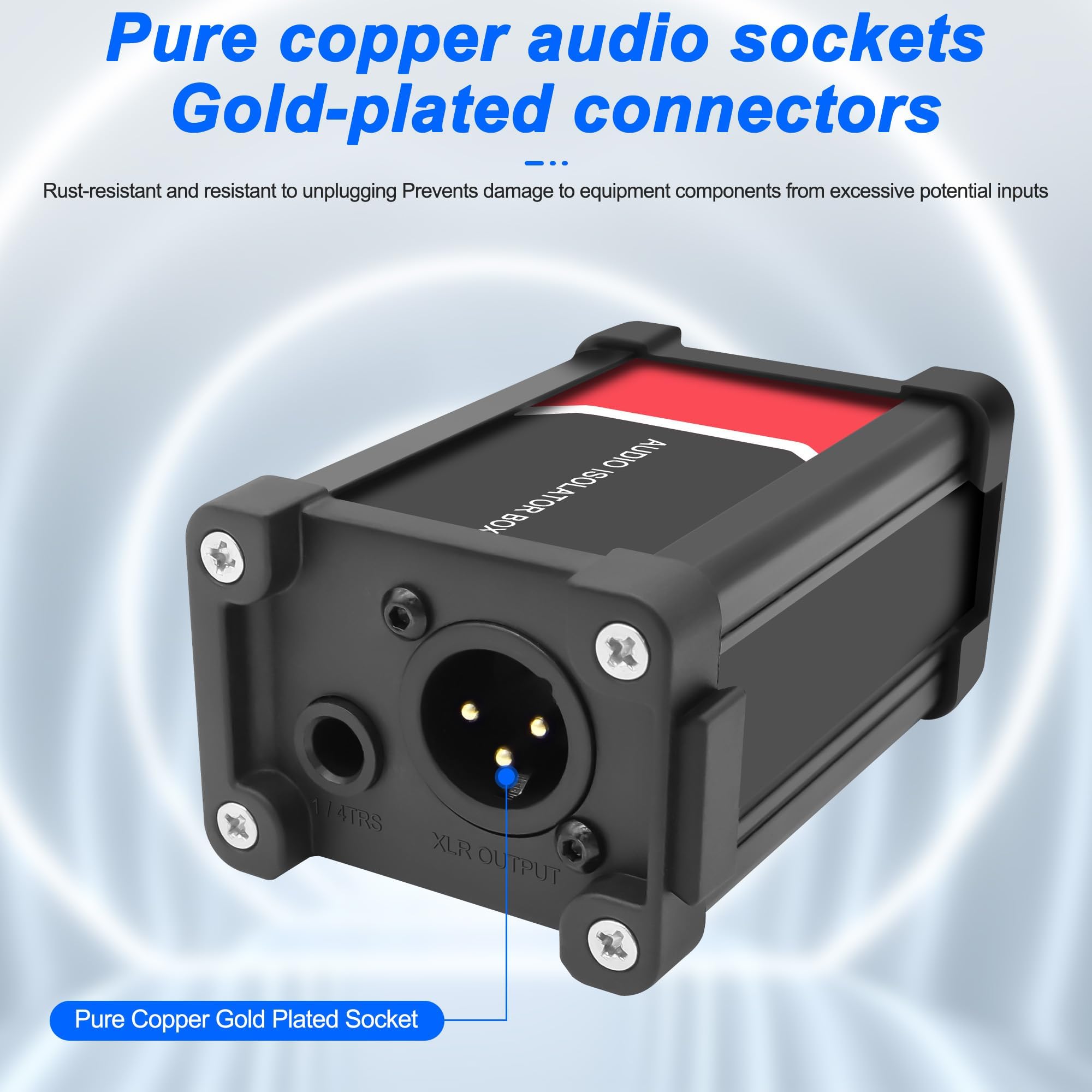 XMSJSIY Caja aislante de audio XLR/1/10.2 cm 6.35 mm TRS TS transformador de aislamiento de bucle de tierra con interruptor de tierra y elevación para mezcladores de alta fidelidad, subwoofer y