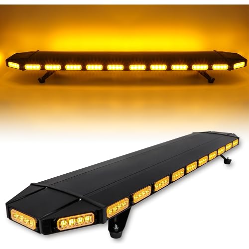 CUMART 48" 104LED Extreme High Intensity Construction Emergency Warning Strobe Light Bar Rooftop Low Profile Hazard Flashing for Tow Truck Vehicle (Amber/Amber)