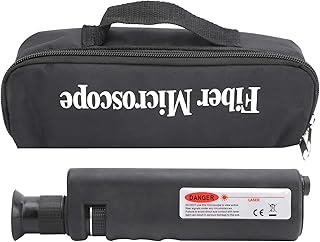 Fiber Optic Microscope, 400X Monocular Portable Microscope High Accuracy Fiber Optical Cable Inspection Magnifier Fiber Dents Detector for Stain and Scratch Detection